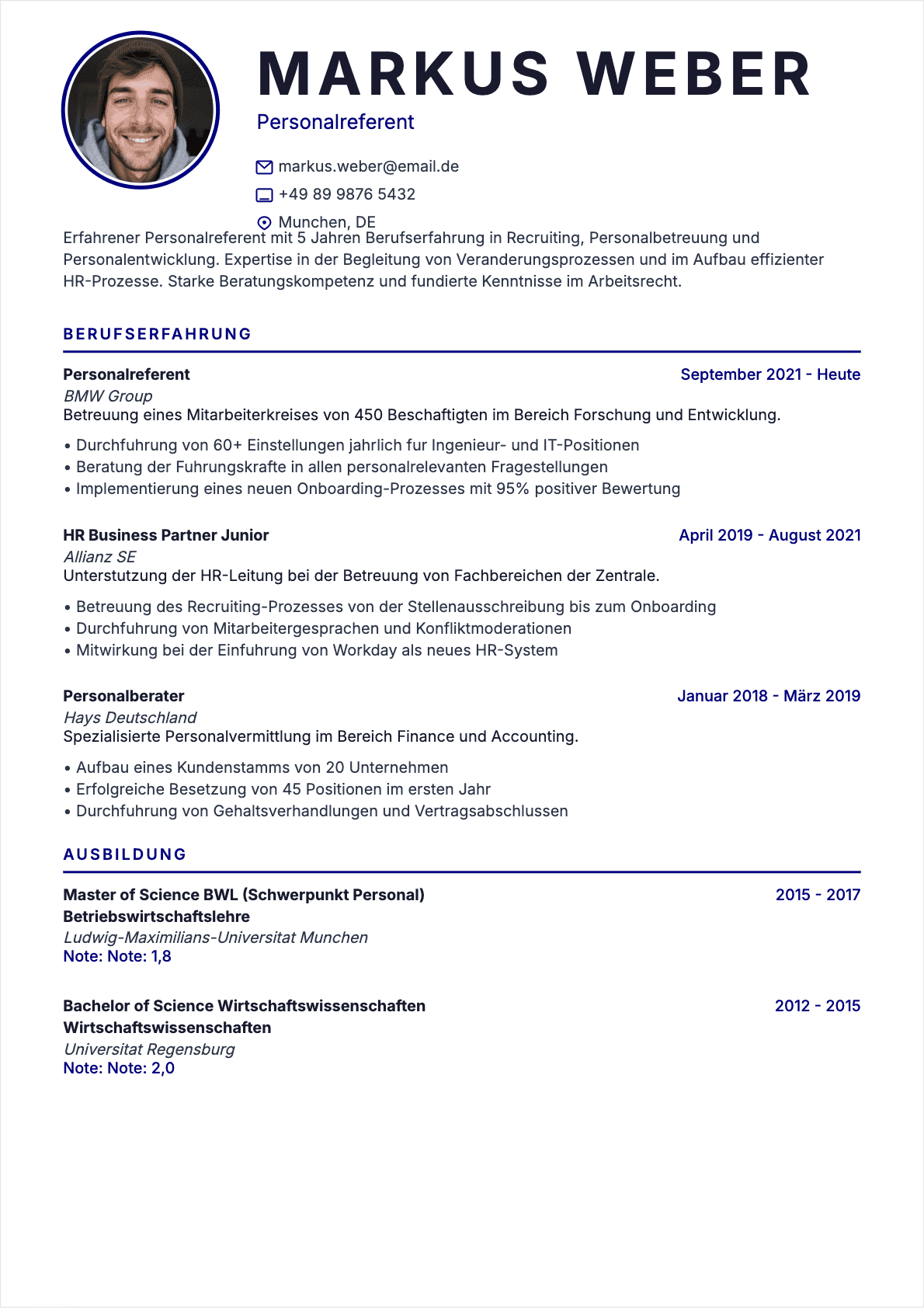 HR-Spezialist Confirmé - HR-Spezialist Lebenslauf