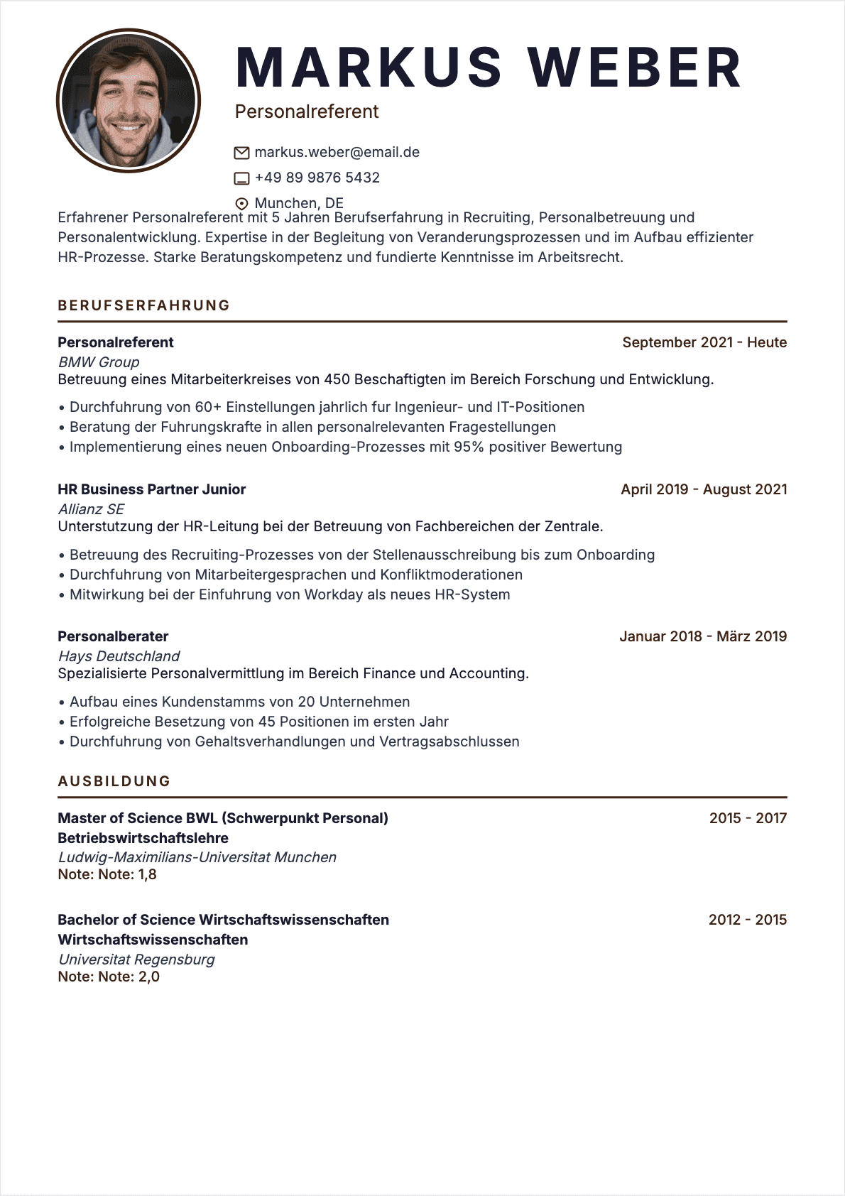 CV HR-Spezialist Confirmé - HR-Spezialist Lebenslauf