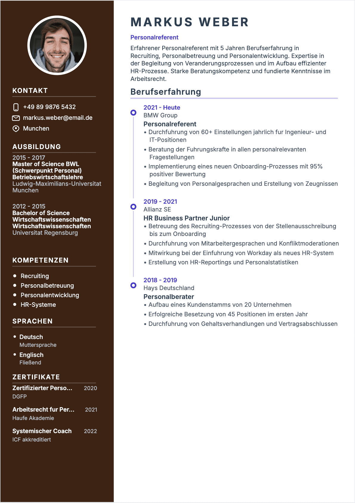 CV HR-Spezialist Confirmé - HR-Spezialist Lebenslauf