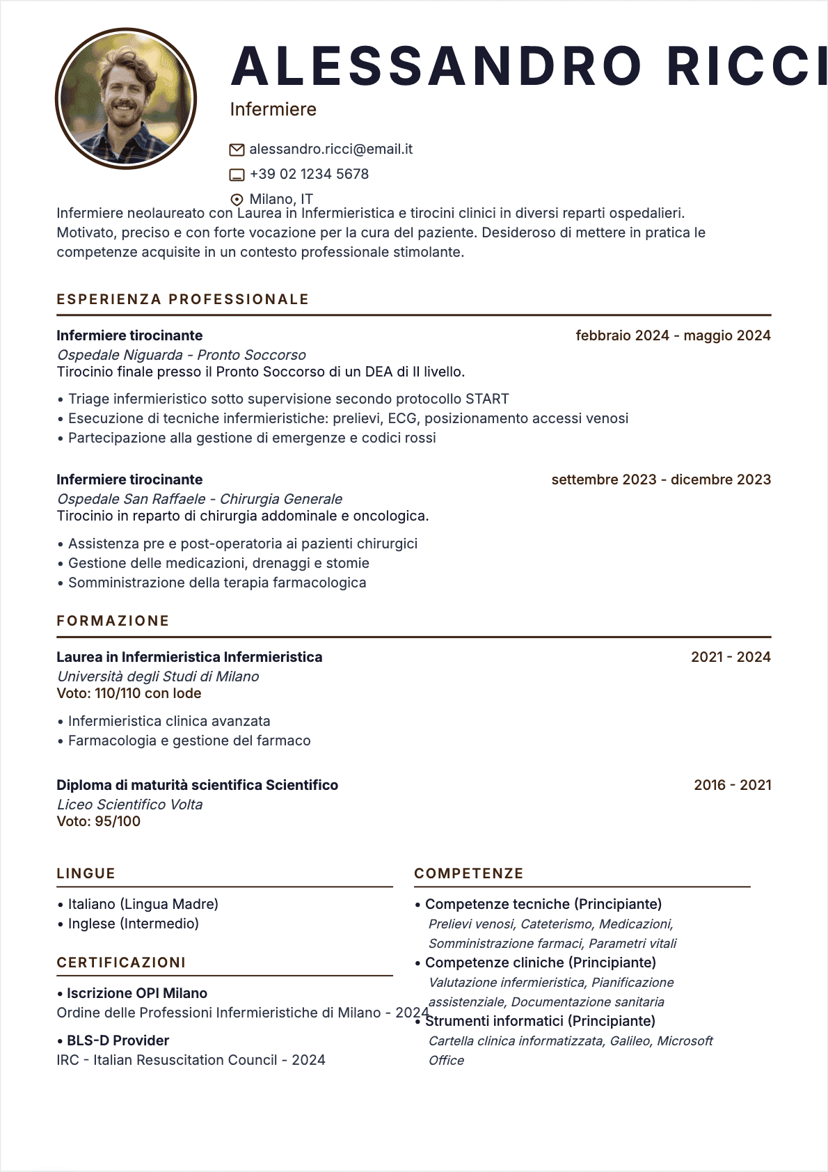 CV Infermiere Junior - CV Infermiere