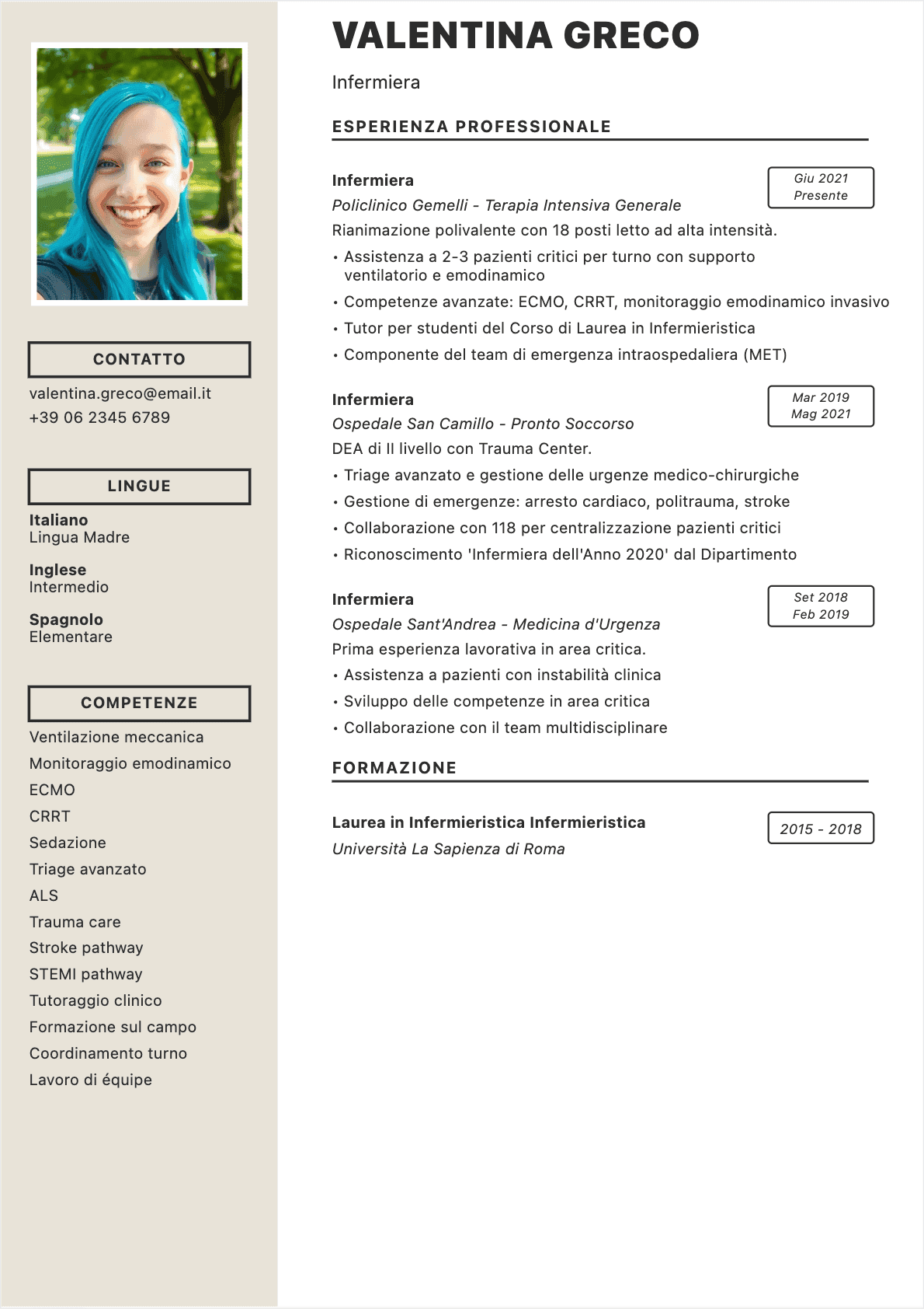 CV Infermiere Confirmé - CV Infermiere