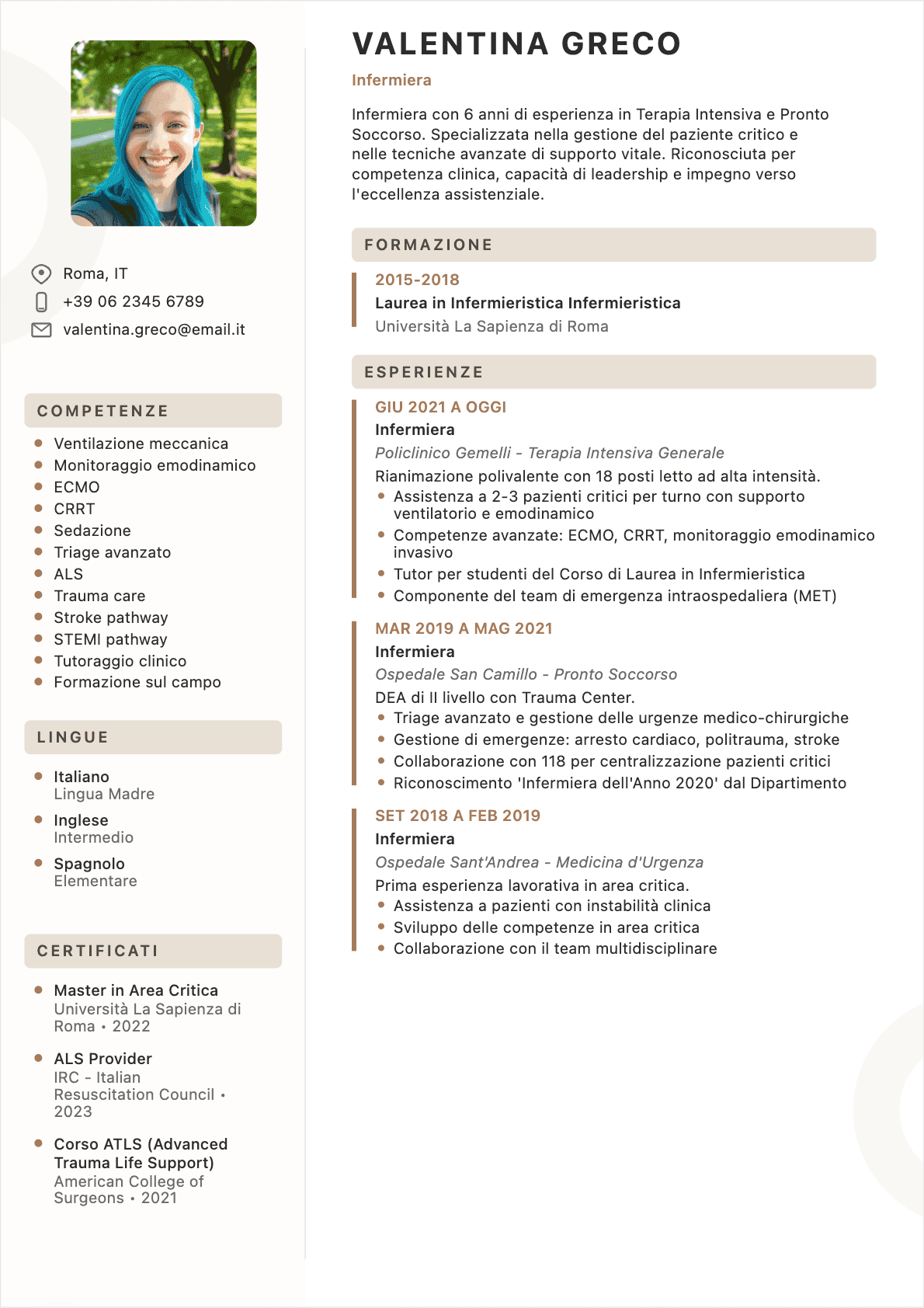 CV Infermiere Confirmé - CV Infermiere