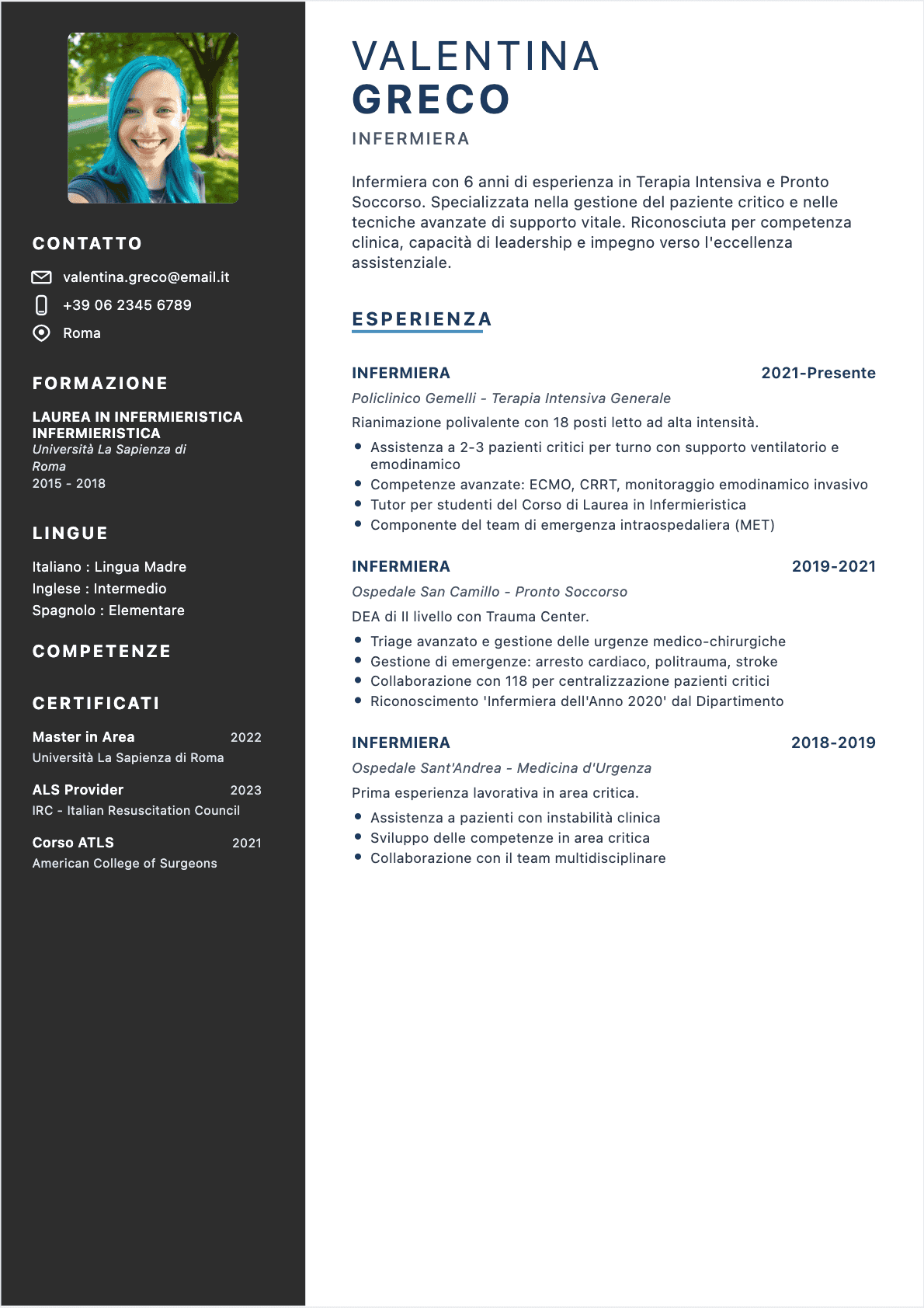 Infermiere Confirmé - CV Infermiere