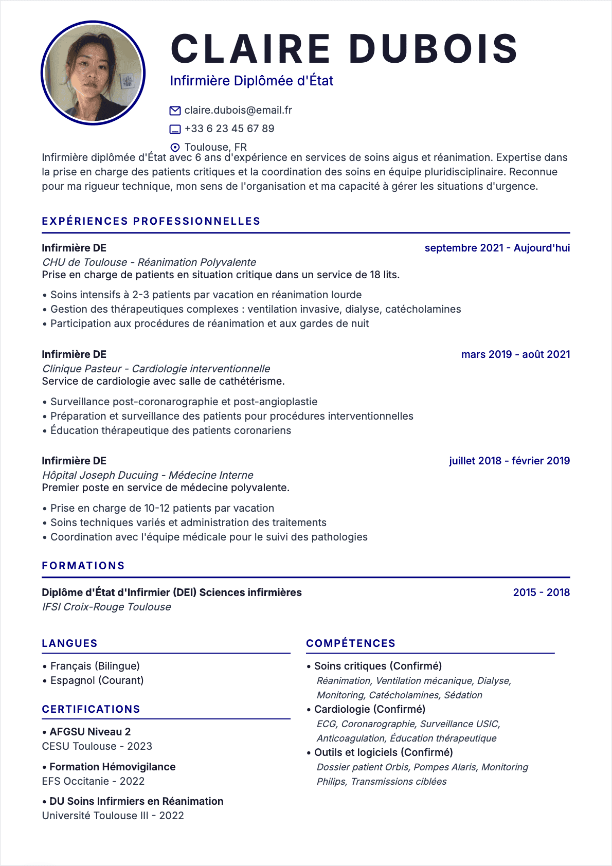 Infirmier Confirmé - CV Infirmier