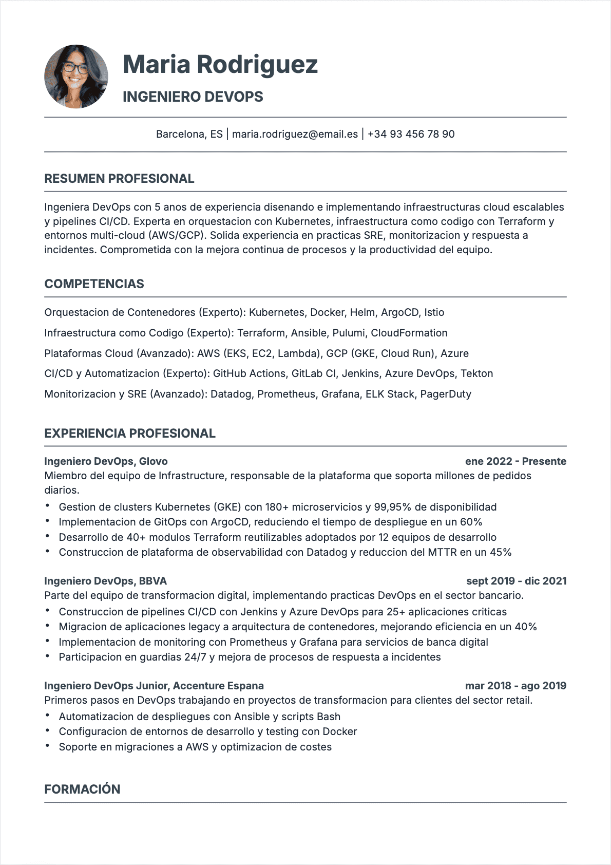 CV Ingeniero DevOps Confirmé - CV Ingeniero DevOps