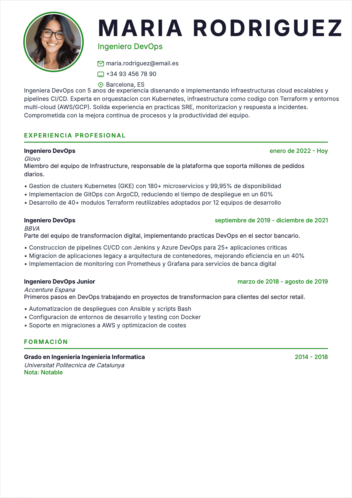CV Ingeniero DevOps Confirmé - CV Ingeniero DevOps