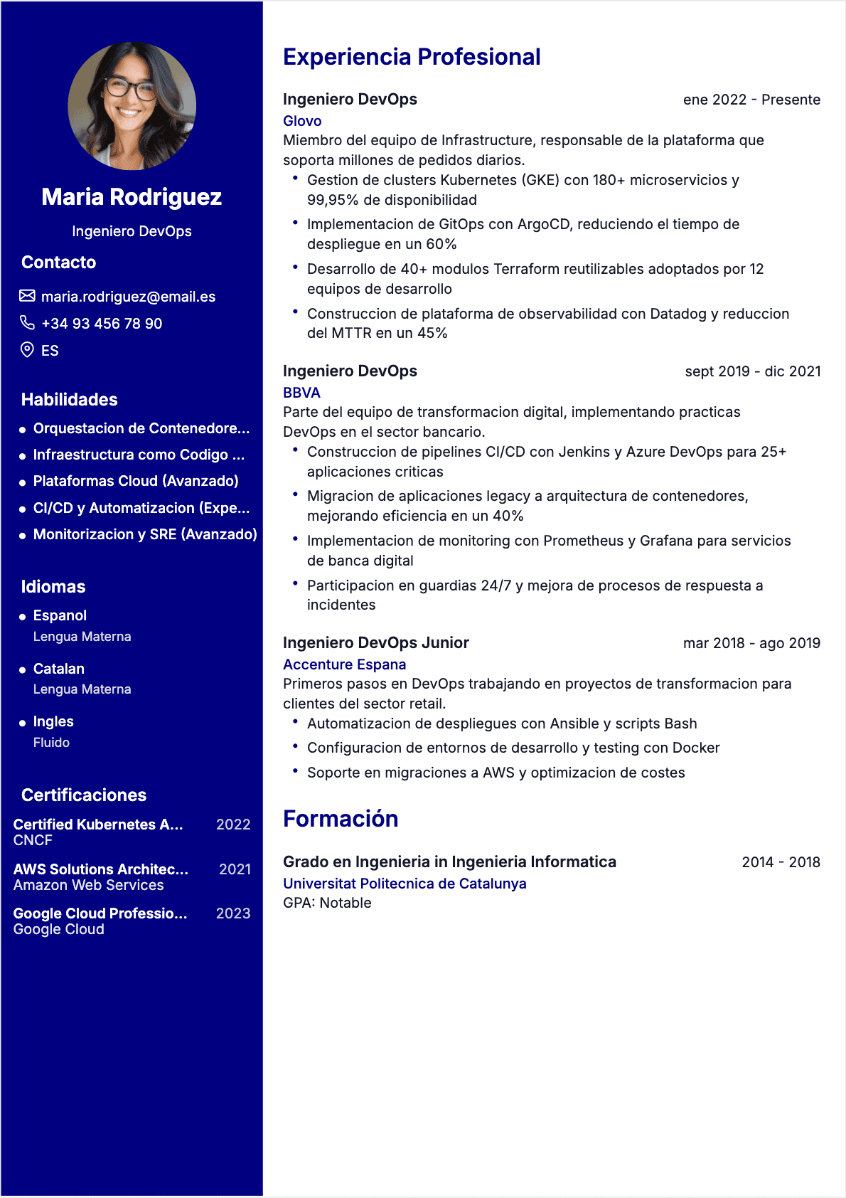 CV Ingeniero DevOps Confirmé - CV Ingeniero DevOps