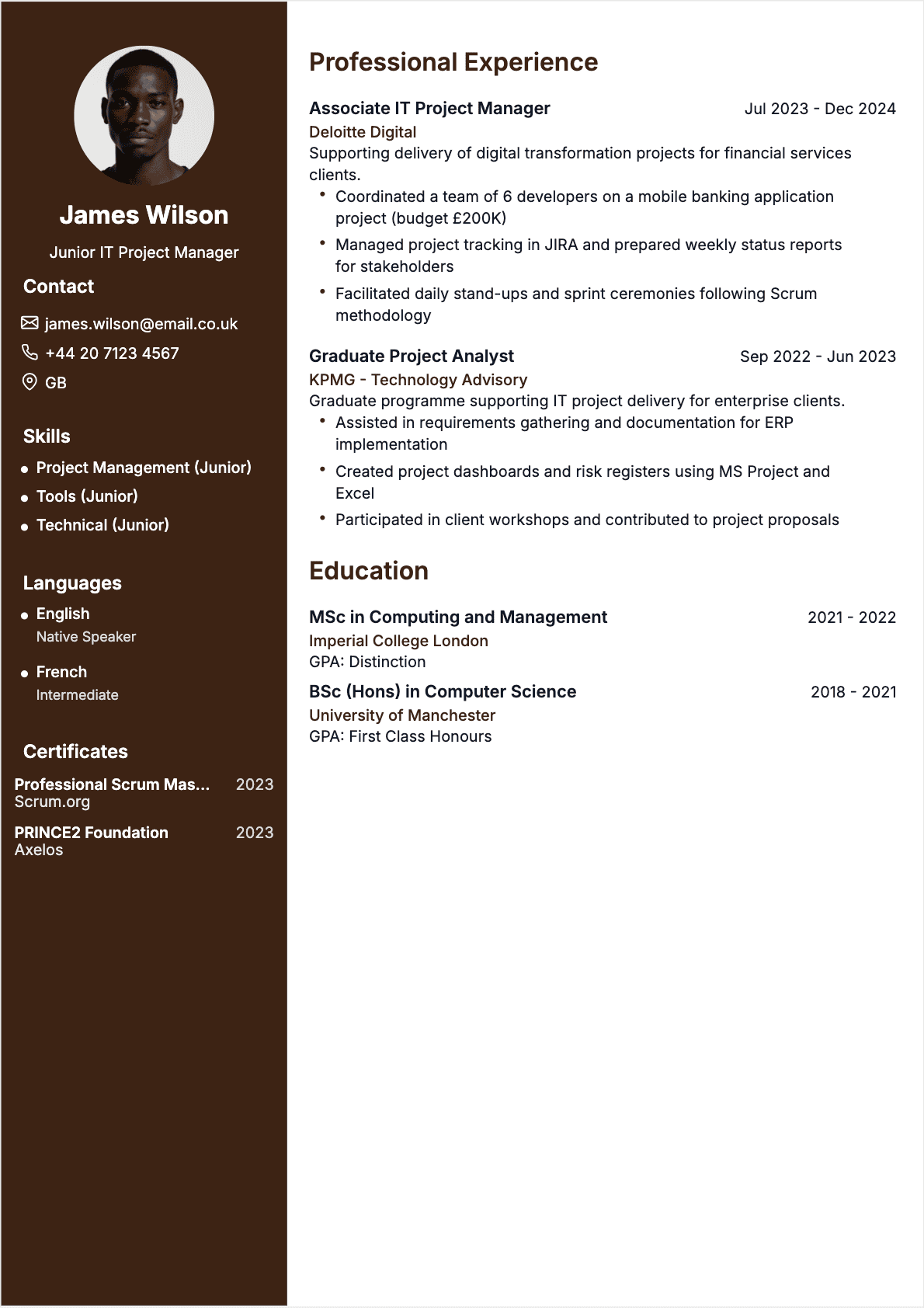IT Project Manager Junior - IT Project Manager Resume
