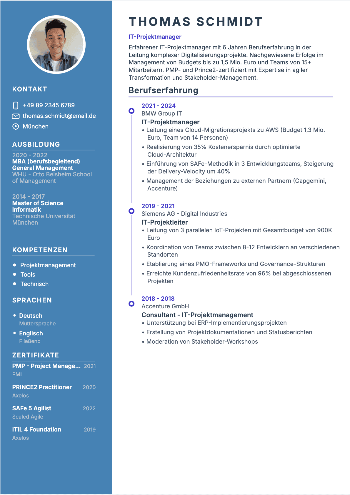 IT-Projektleiter Confirmé - IT-Projektleiter Lebenslauf