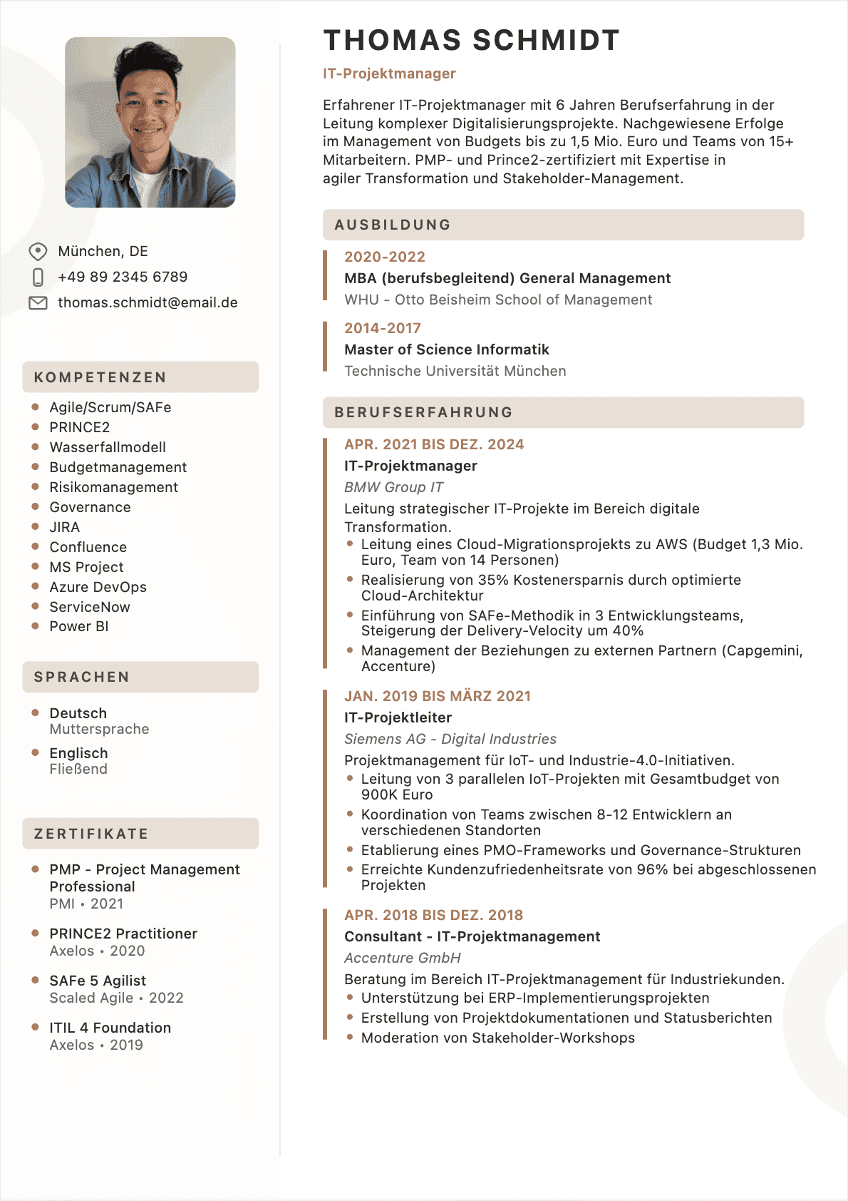 IT-Projektleiter Confirmé - IT-Projektleiter Lebenslauf