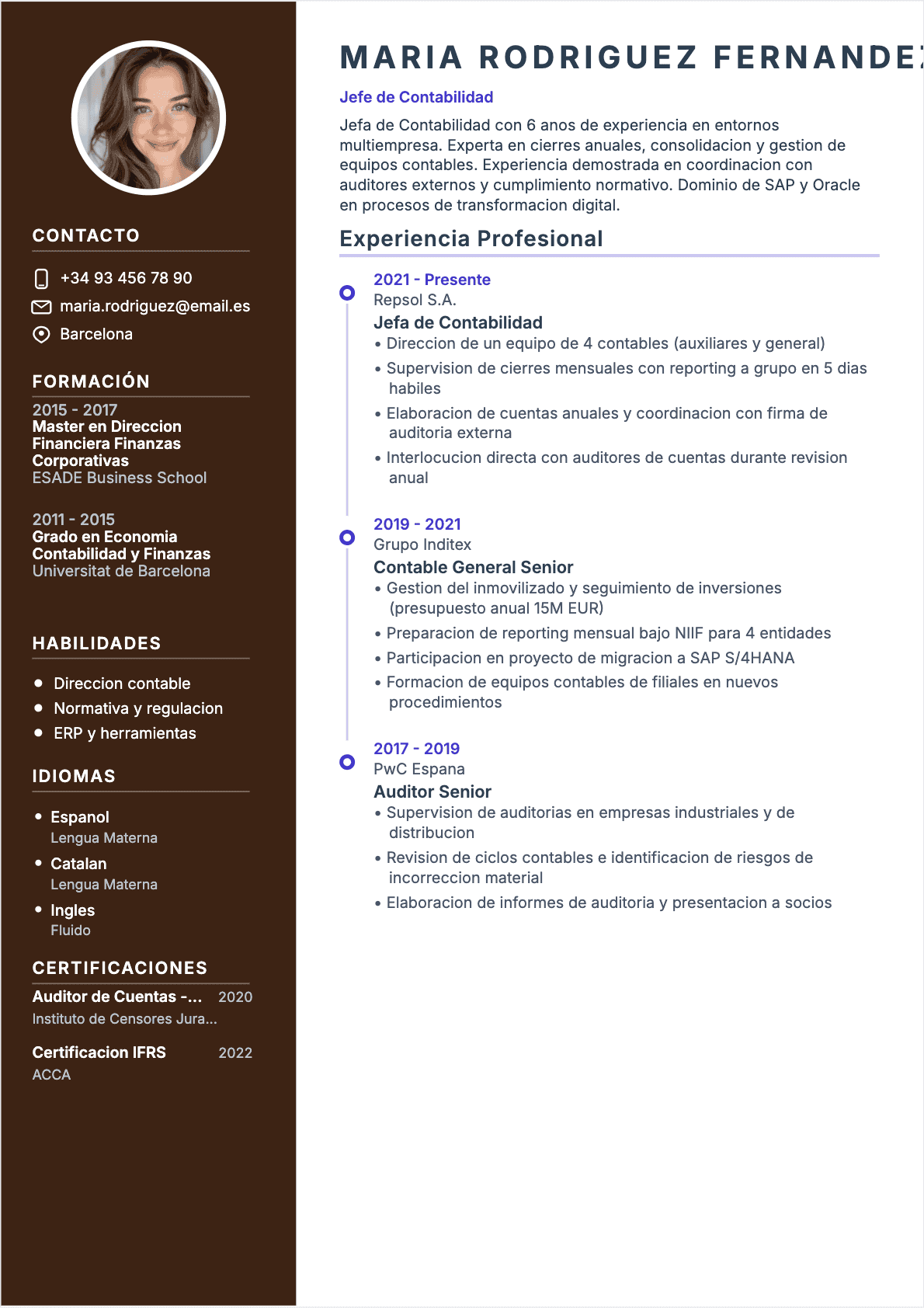 Jefe de contabilidad Confirmé - CV Jefe de contabilidad