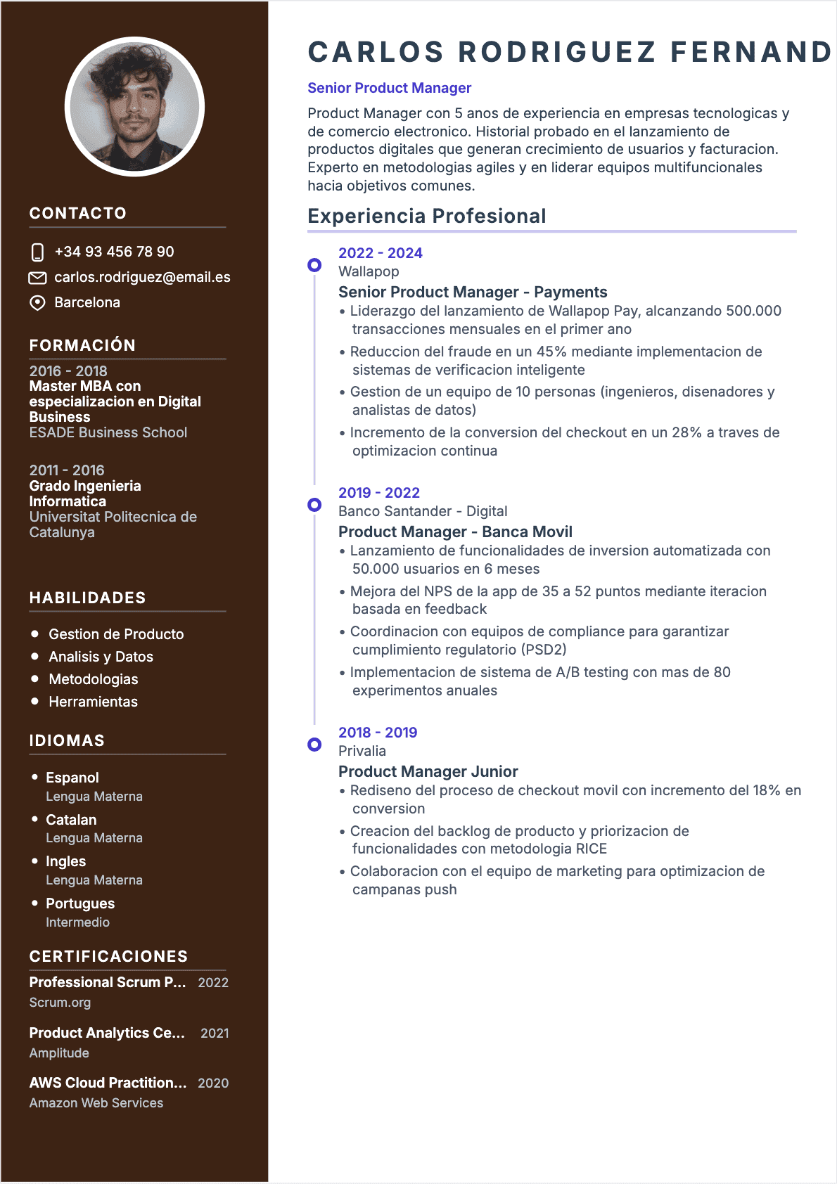 CV Jefe de producto Confirmé - CV Jefe de producto