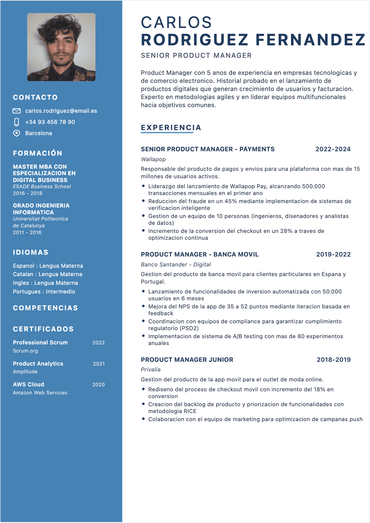 CV Jefe de producto Confirmé - CV Jefe de producto
