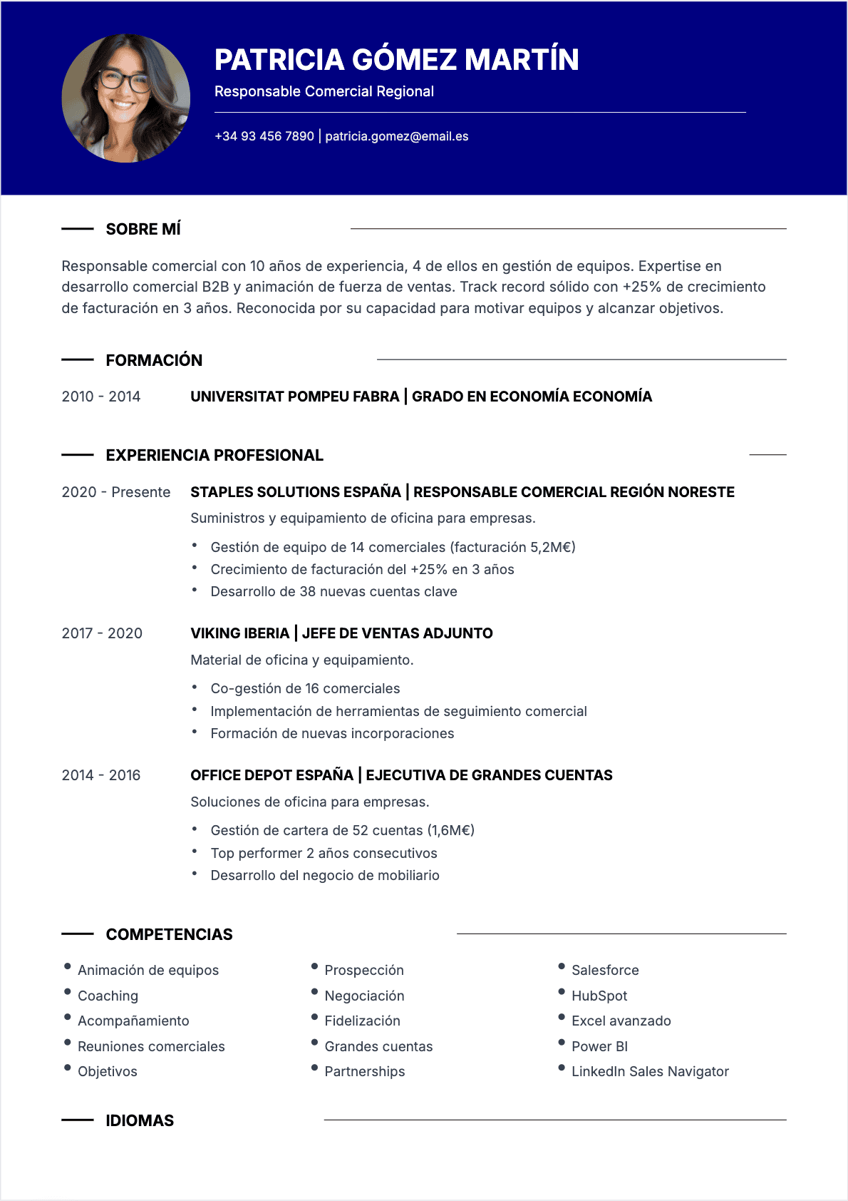 Jefe de Ventas Confirmé - CV Jefe de Ventas