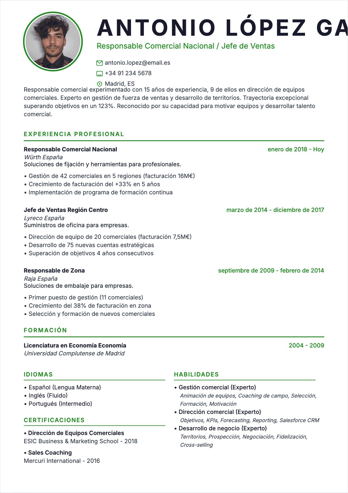 CV Jefe de Ventas Senior - CV Jefe de Ventas