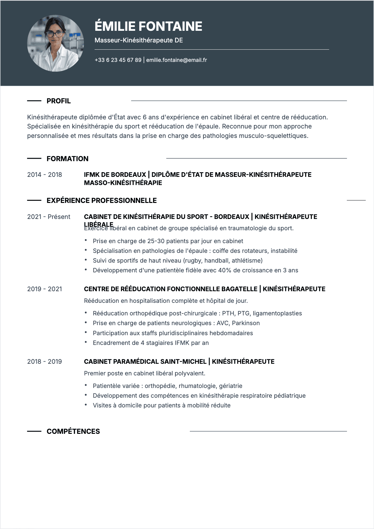 CV Kinésithérapeute Confirmé - CV Kinésithérapeute