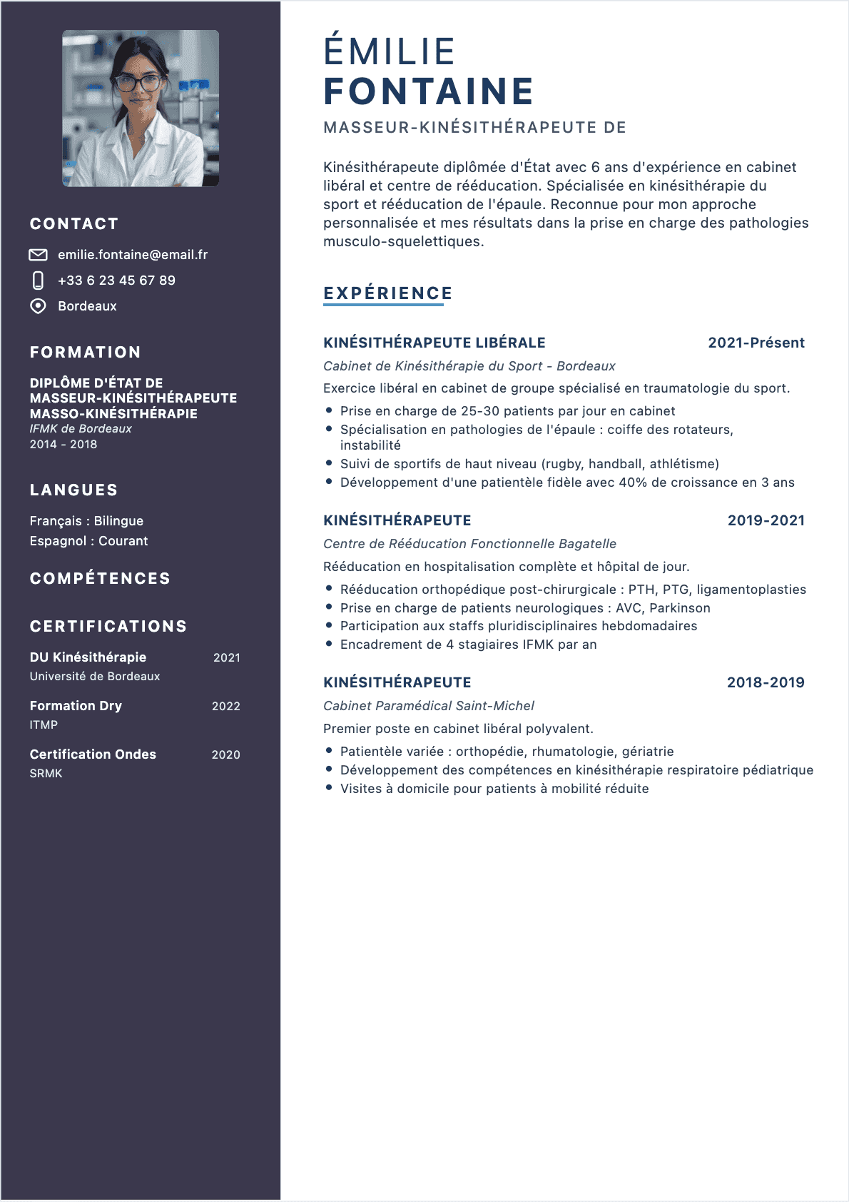 Kinésithérapeute Confirmé - CV Kinésithérapeute