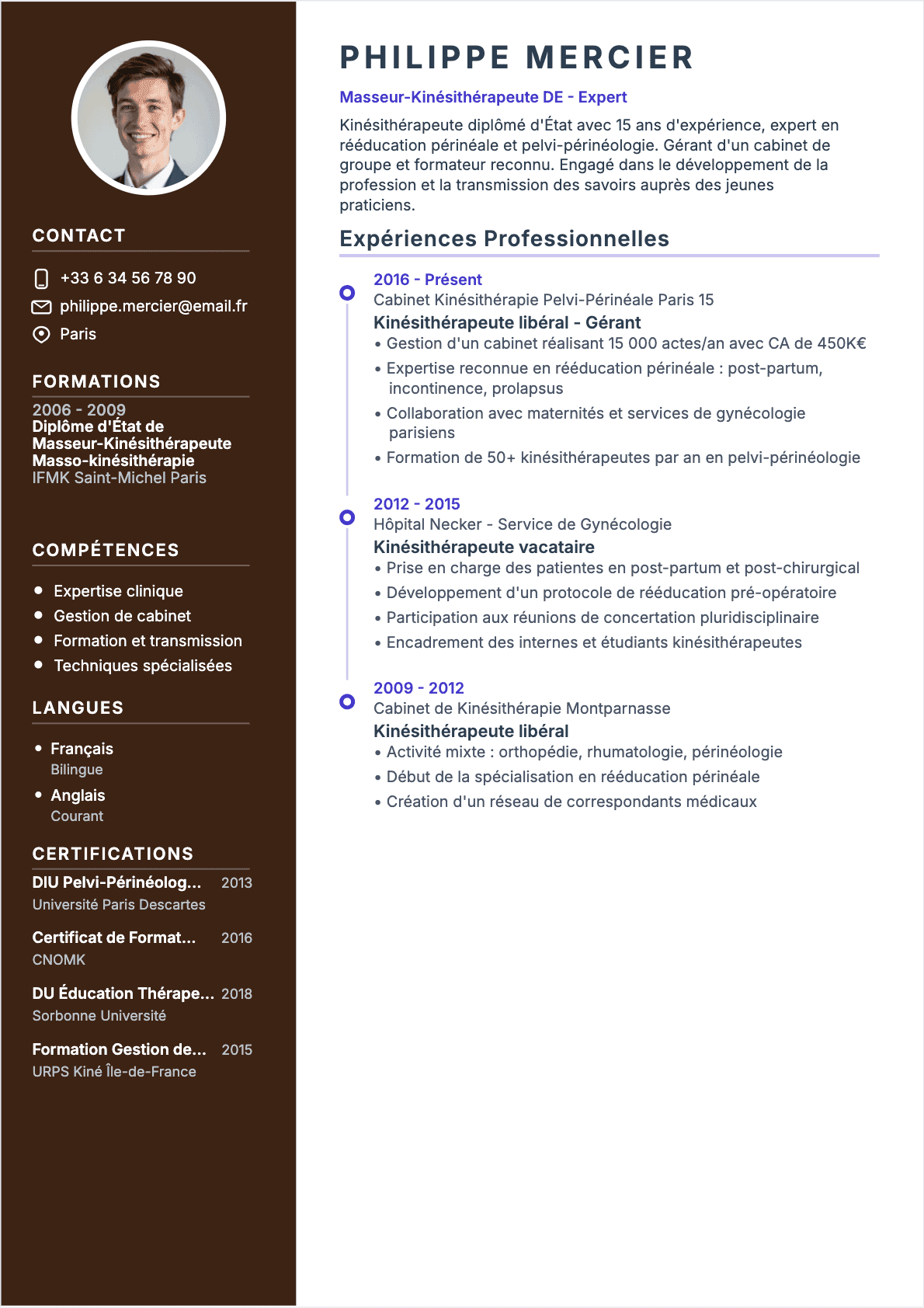 Kinésithérapeute Senior - CV Kinésithérapeute