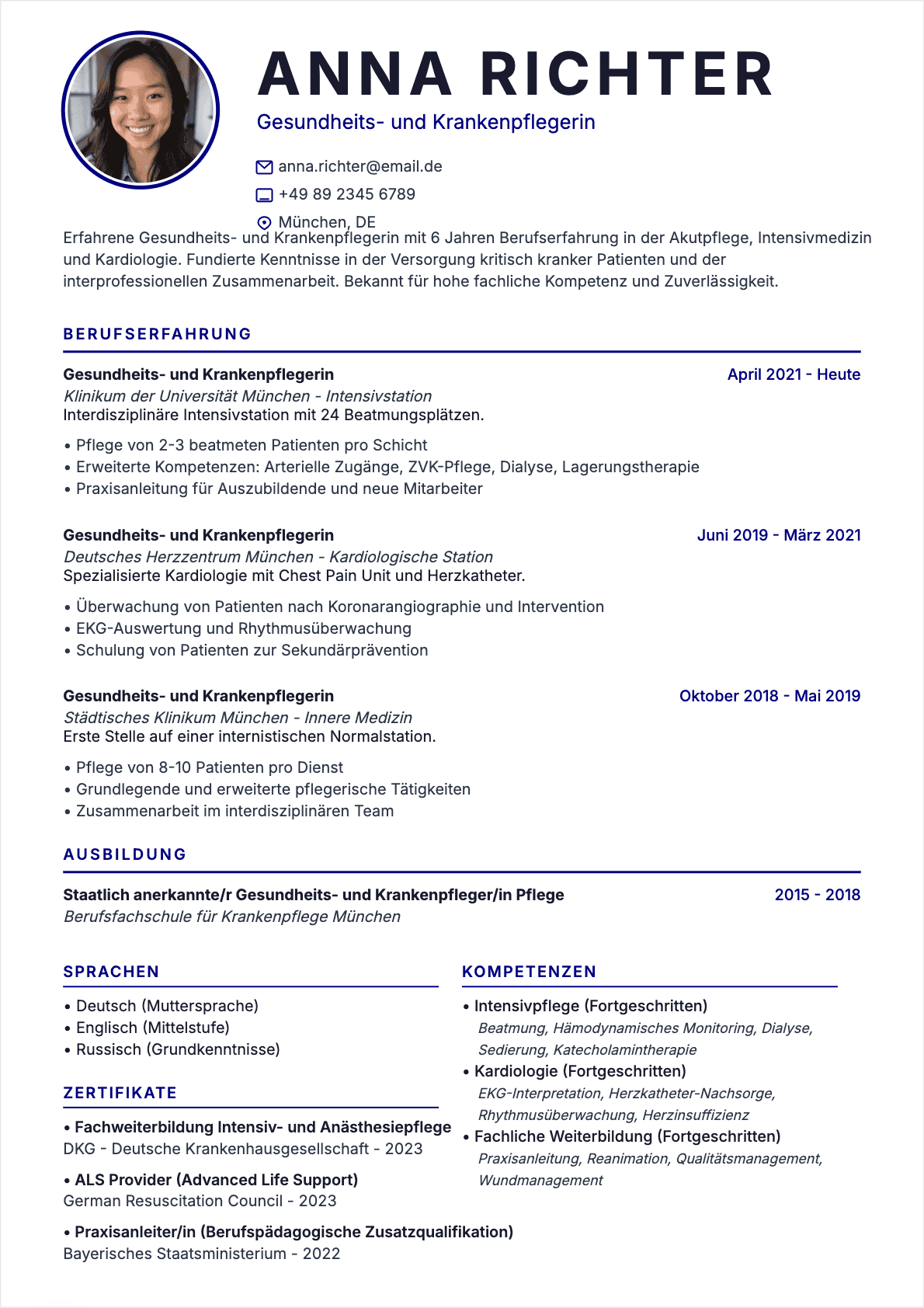 CV Krankenpfleger Confirmé - Krankenpfleger Lebenslauf