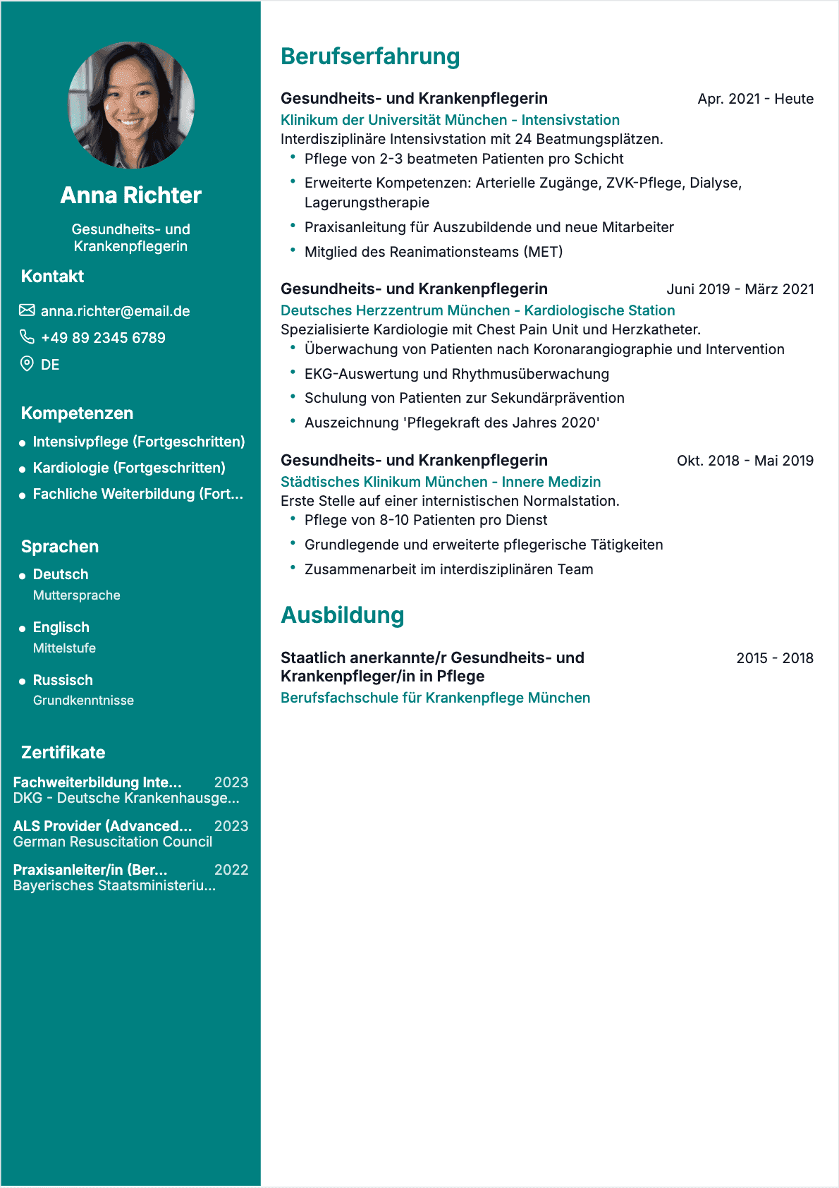 CV Krankenpfleger Confirmé - Krankenpfleger Lebenslauf