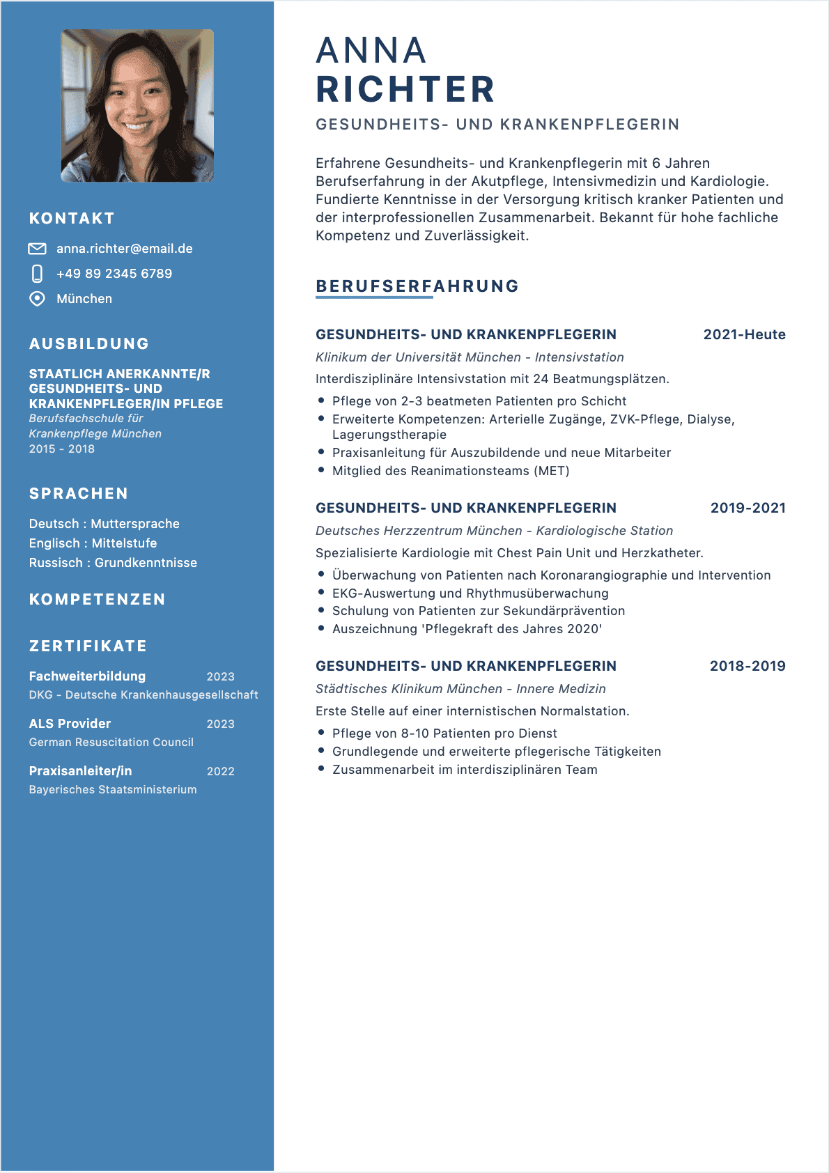 CV Krankenpfleger Confirmé - Krankenpfleger Lebenslauf