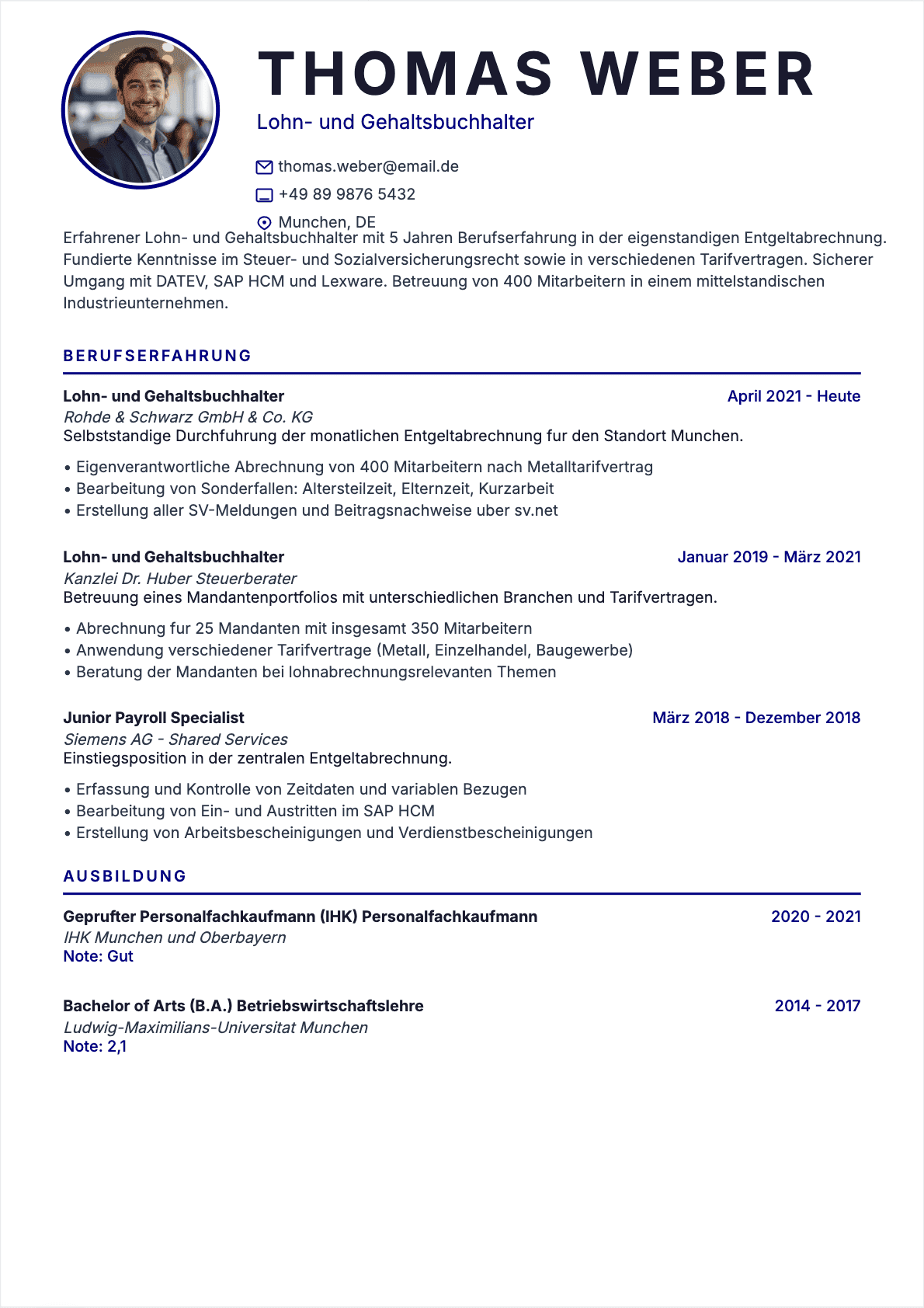 Payroll Manager Confirmé - Payroll Manager Lebenslauf