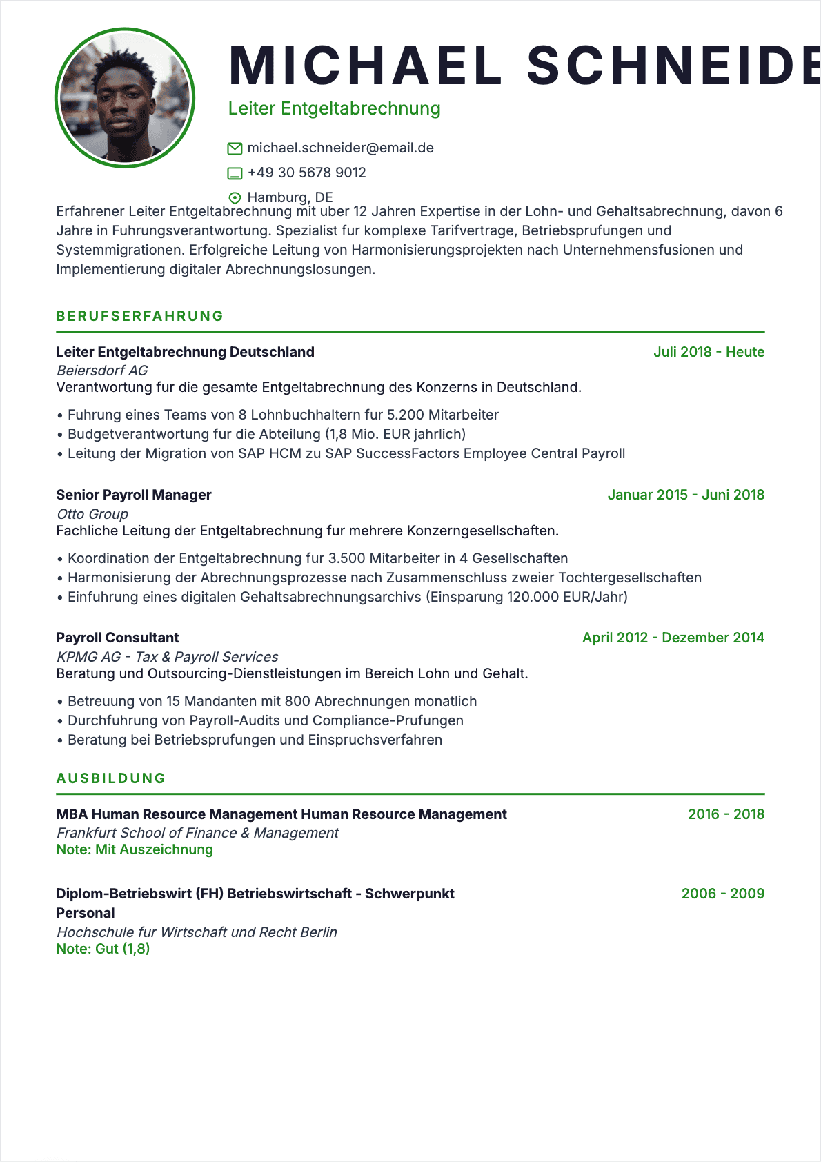 Payroll Manager Senior - Payroll Manager Lebenslauf