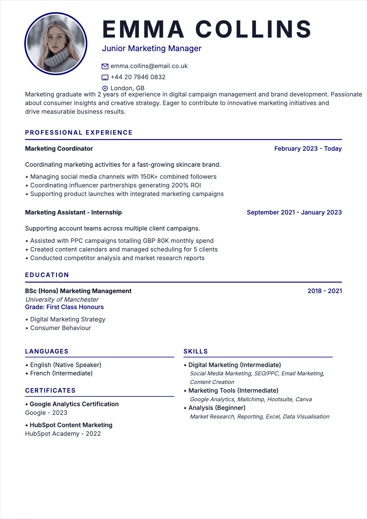 Marketing Manager Junior - Marketing Manager Resume