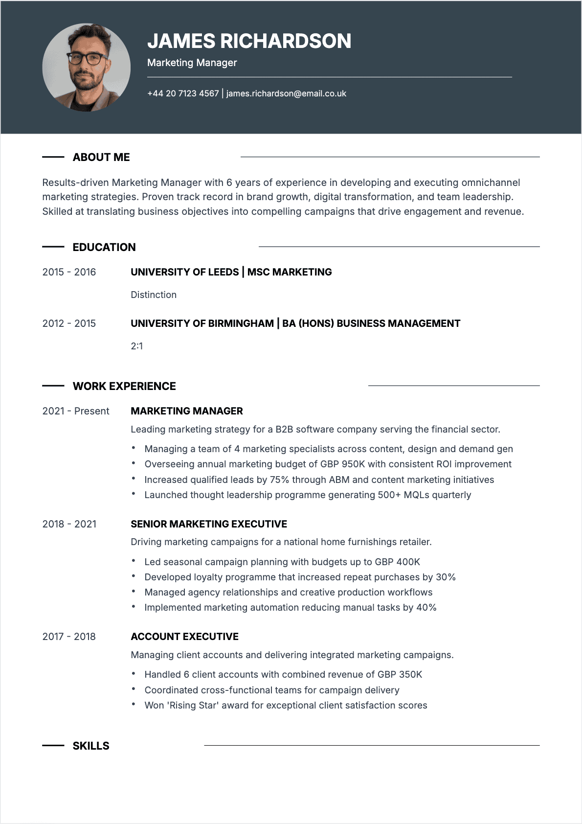 Marketing Manager Confirmé - Marketing Manager Resume