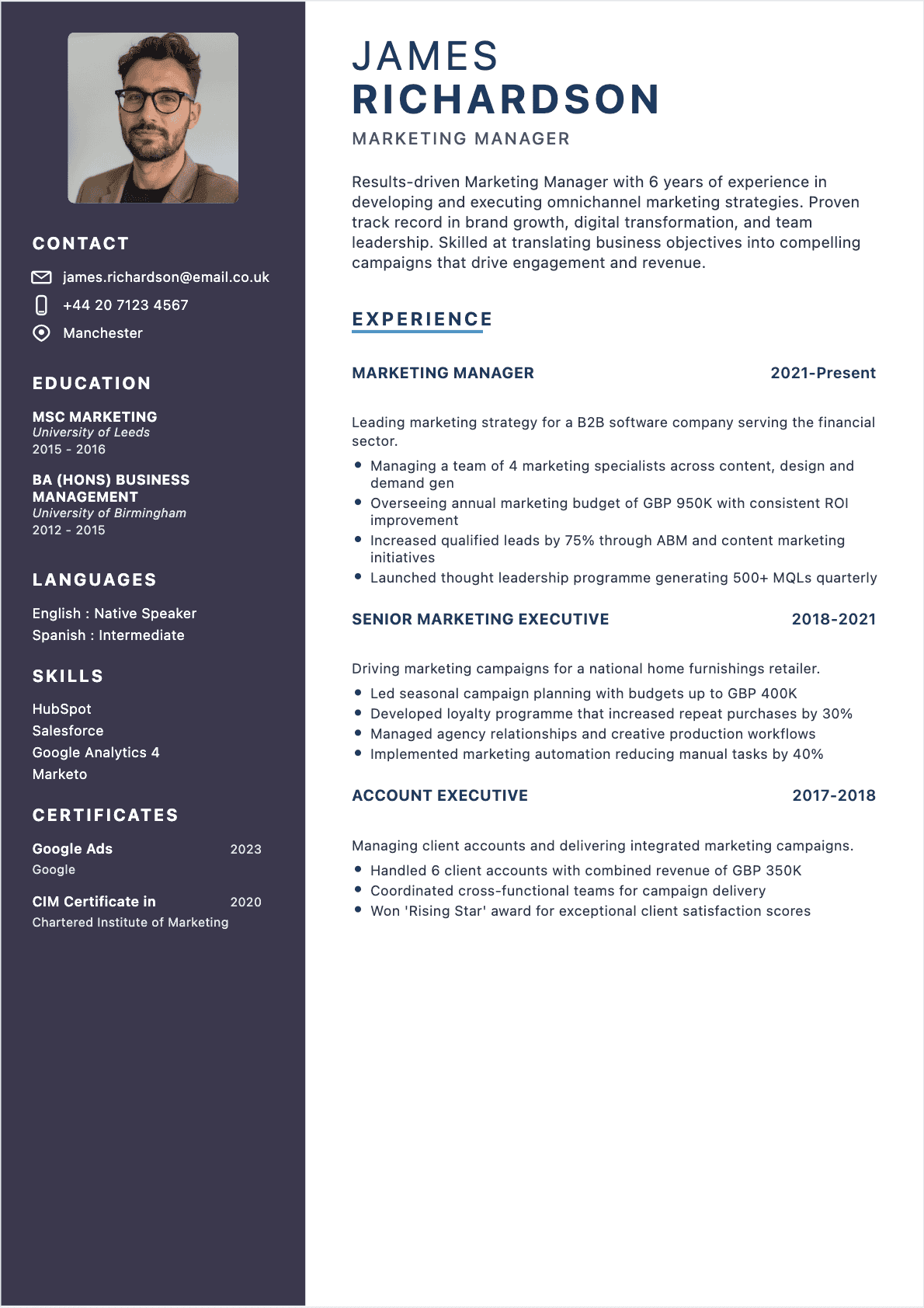Marketing Manager Confirmé - Marketing Manager Resume