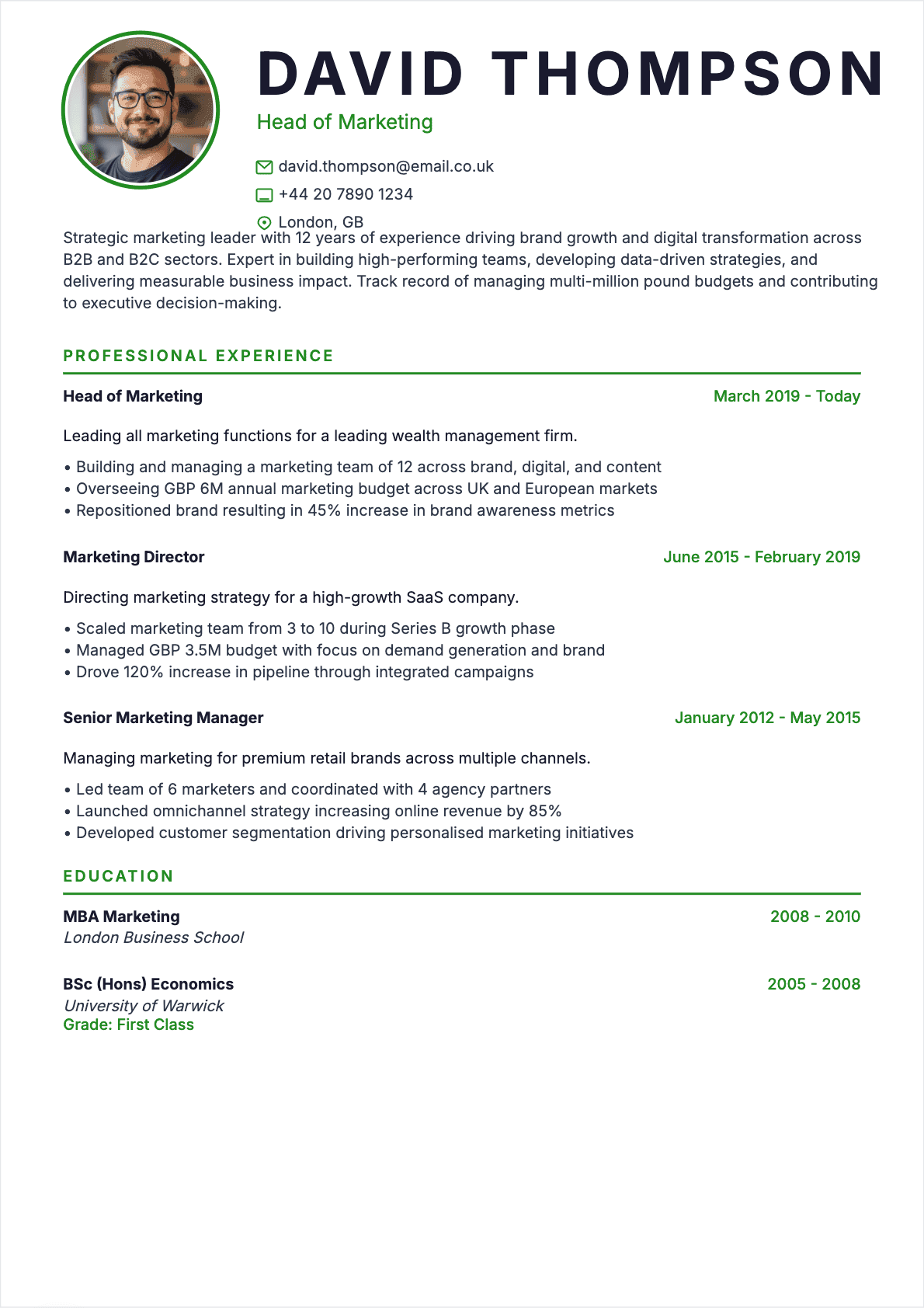 Marketing Manager Senior - Marketing Manager Resume