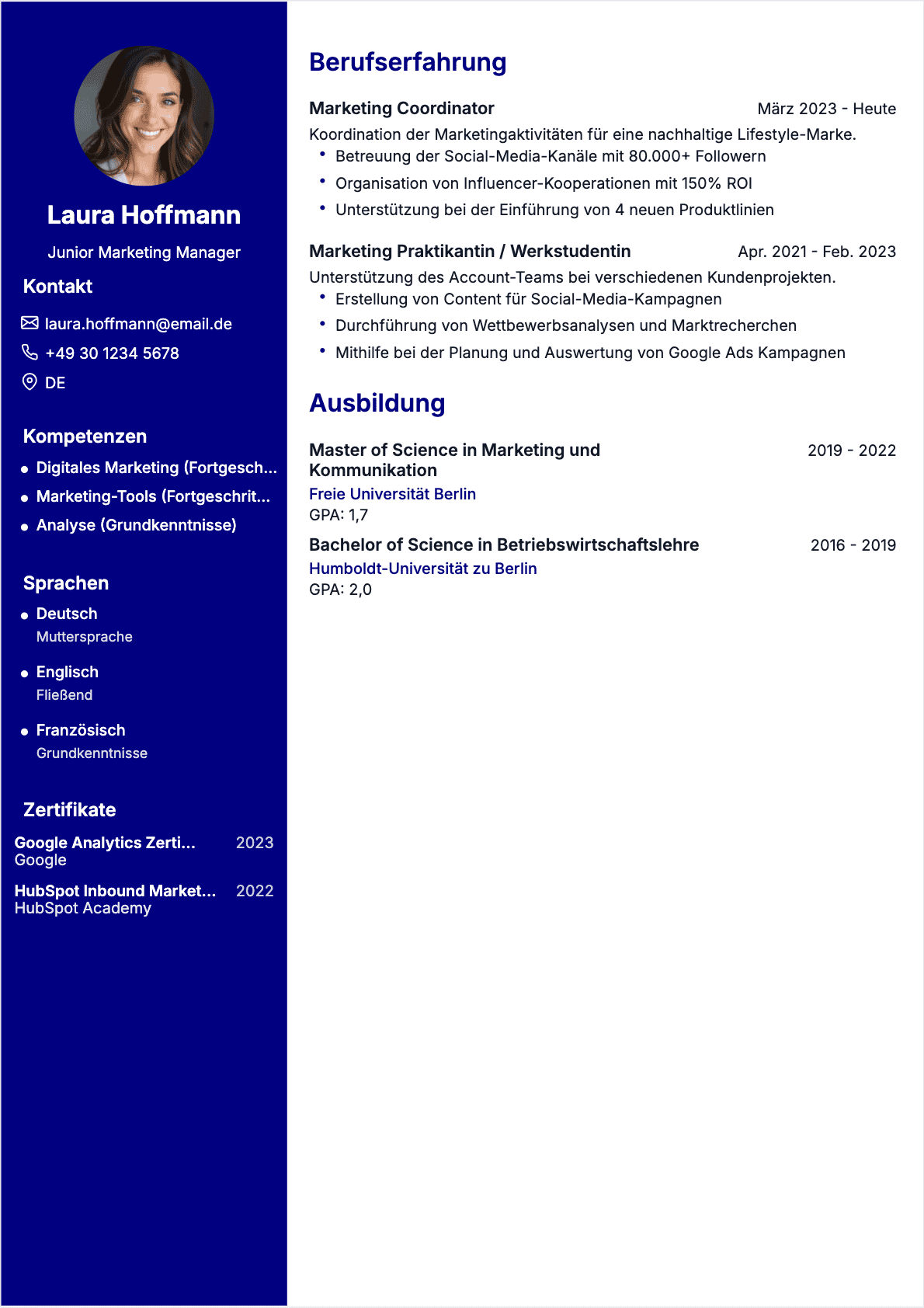 CV Marketingleiter Junior - Marketingleiter Lebenslauf