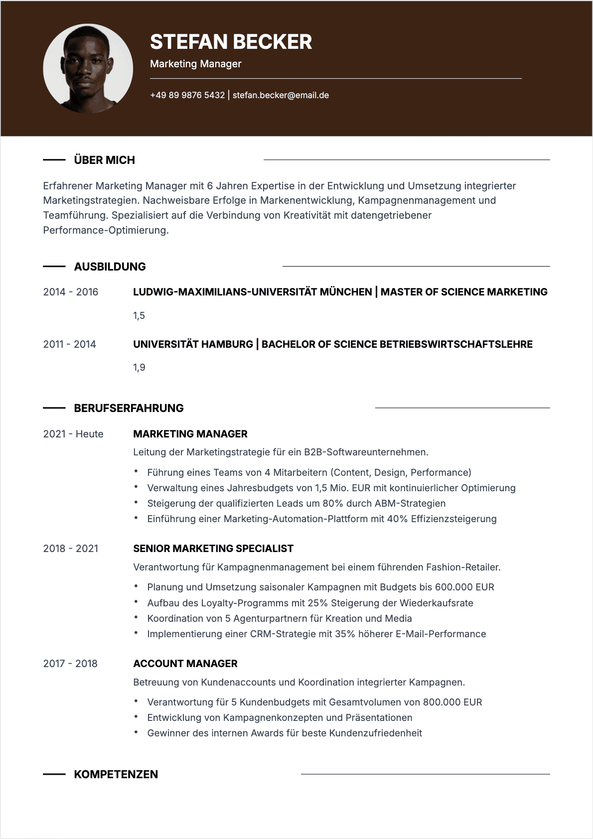 Marketingleiter Confirmé - Marketingleiter Lebenslauf