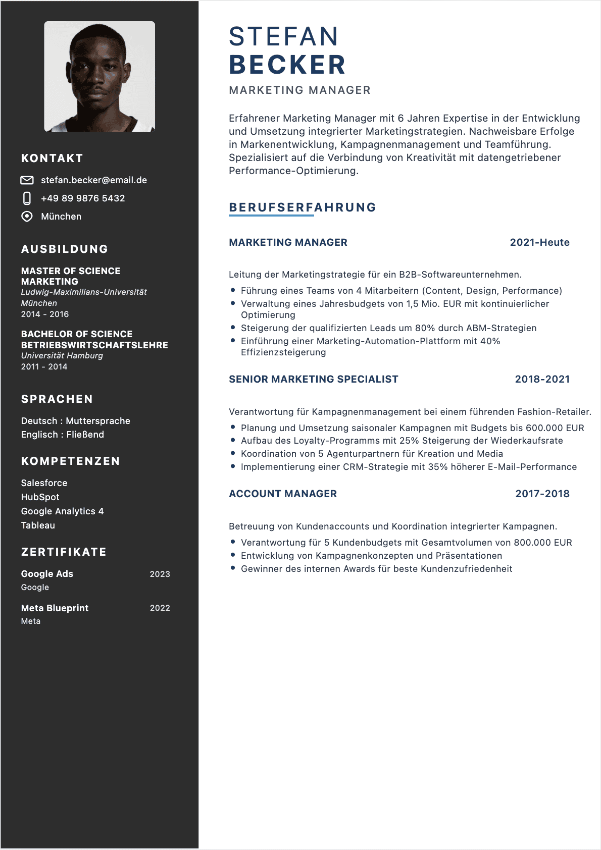 CV Marketingleiter