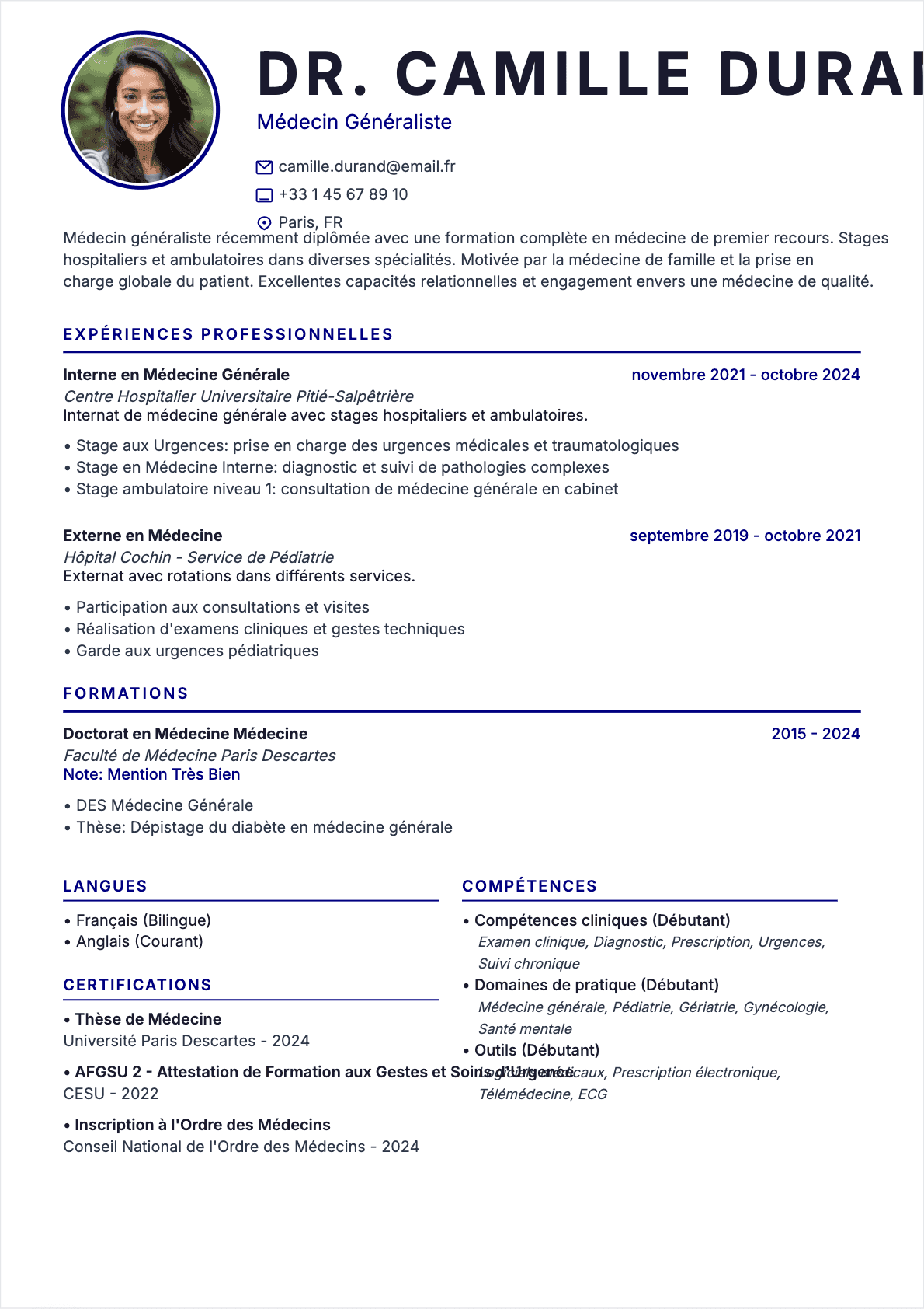 CV Médecin Junior - CV Médecin