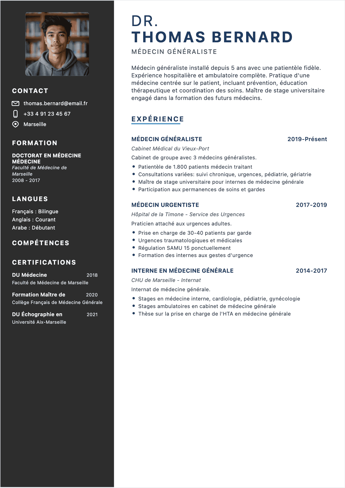 Médecin Confirmé - CV Médecin