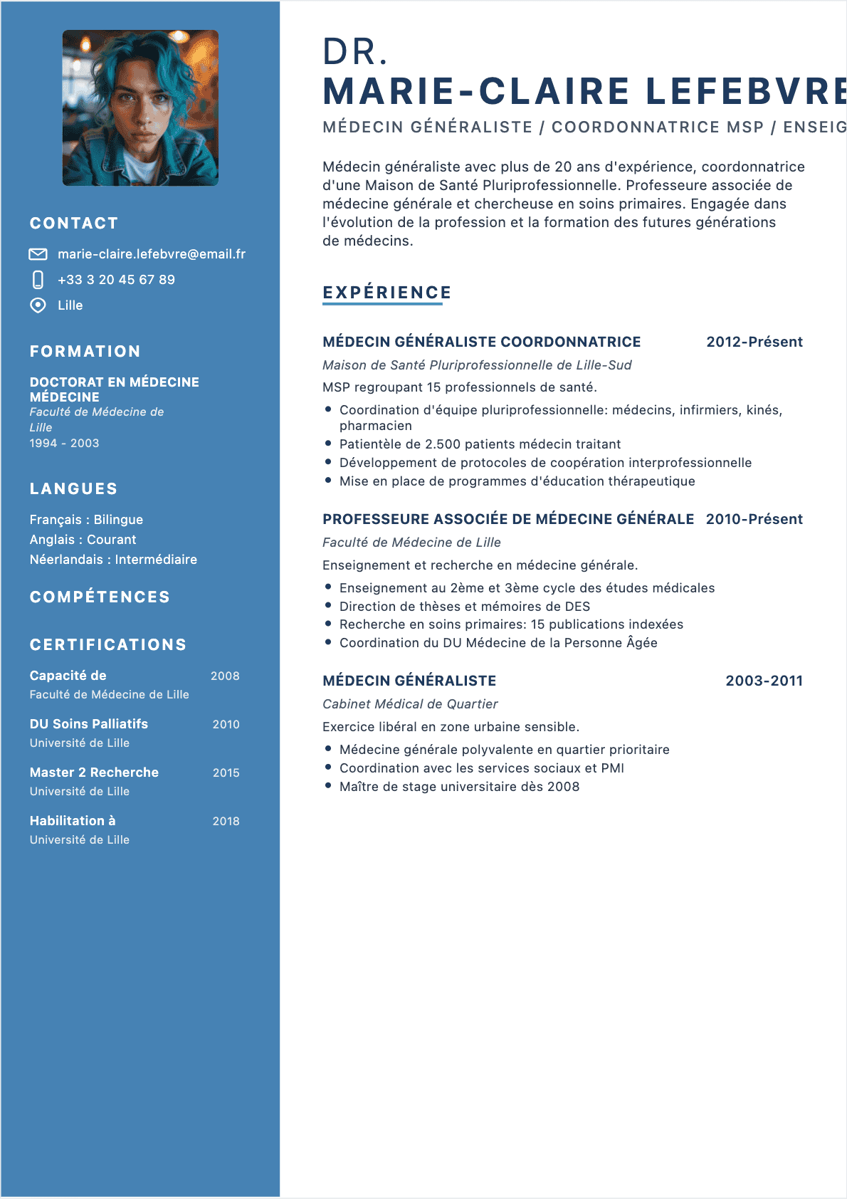 Médecin Senior - CV Médecin