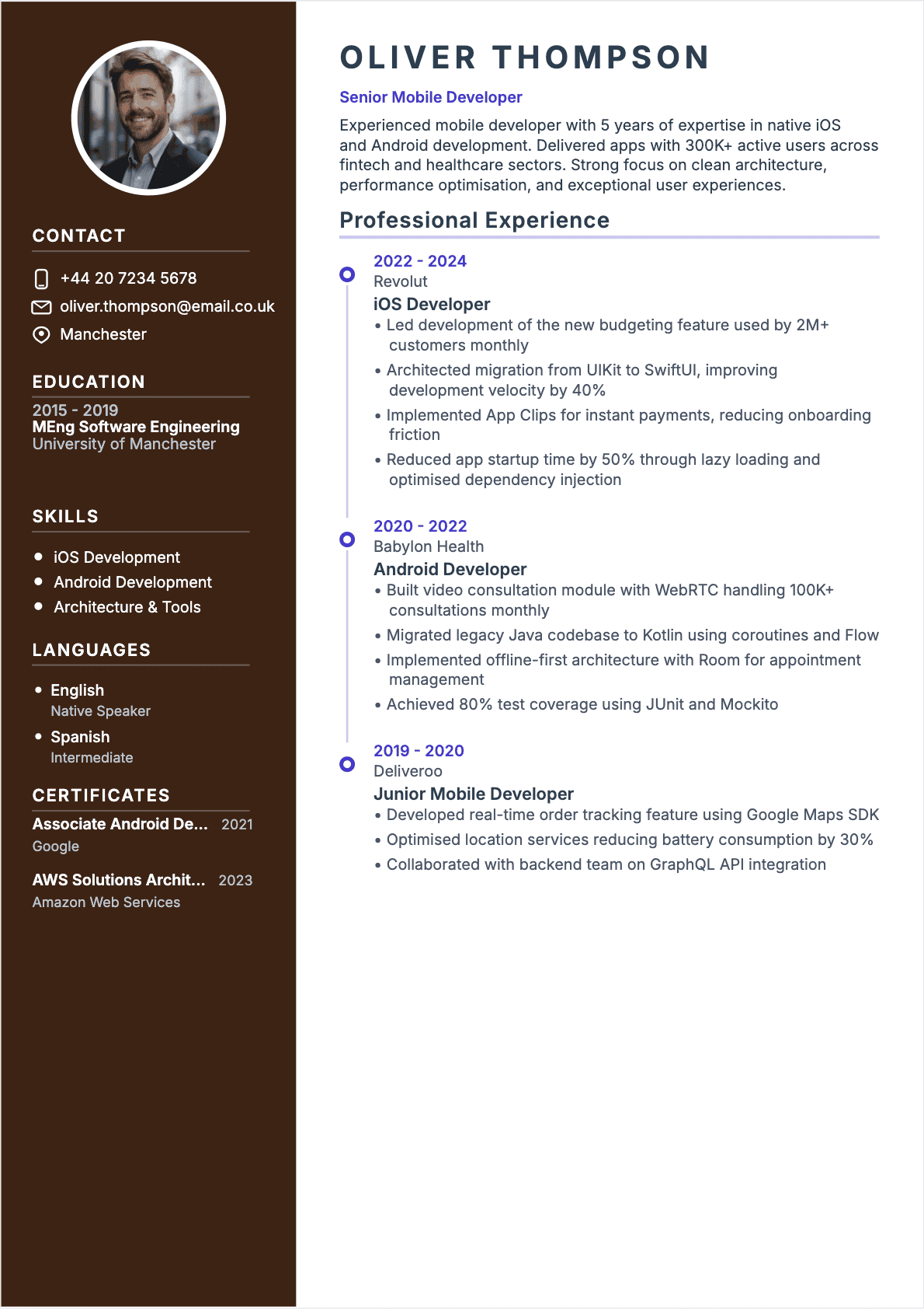 Mobile Developer Confirmé - Mobile Developer Resume