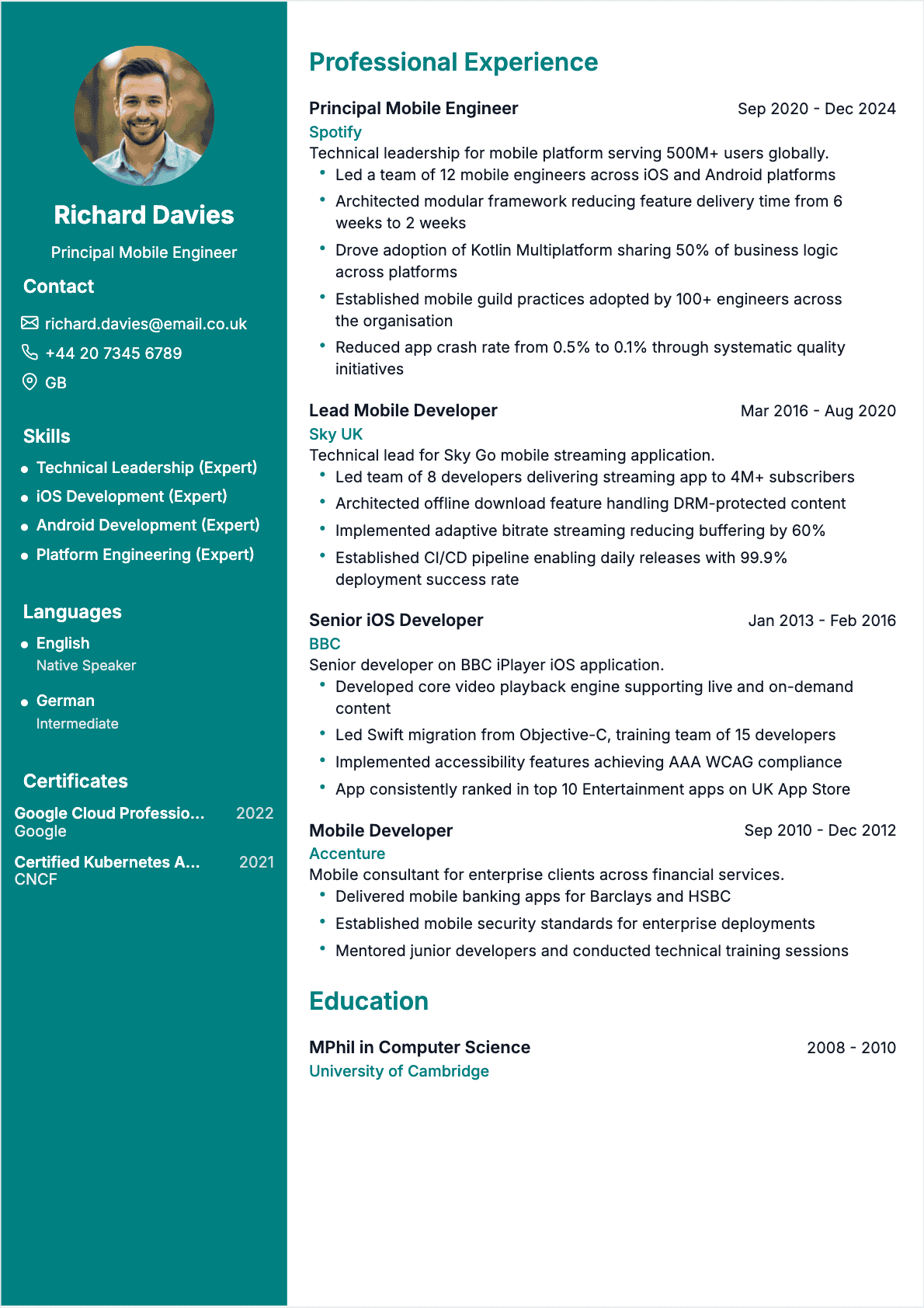 Mobile Developer Senior - Mobile Developer Resume