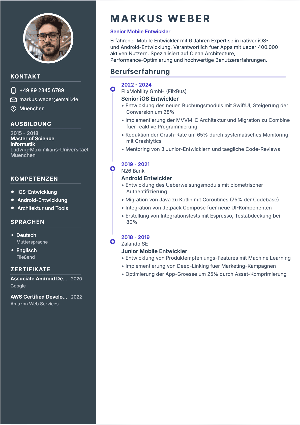Mobile Entwickler Confirmé - Mobile Entwickler Lebenslauf