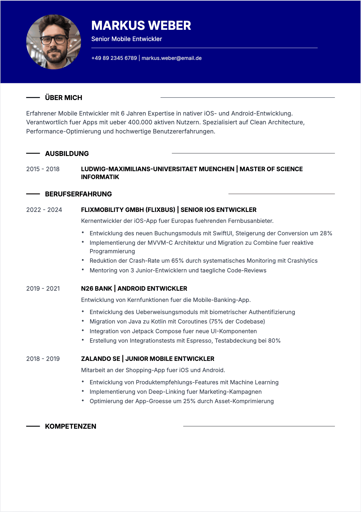 CV Mobile Entwickler