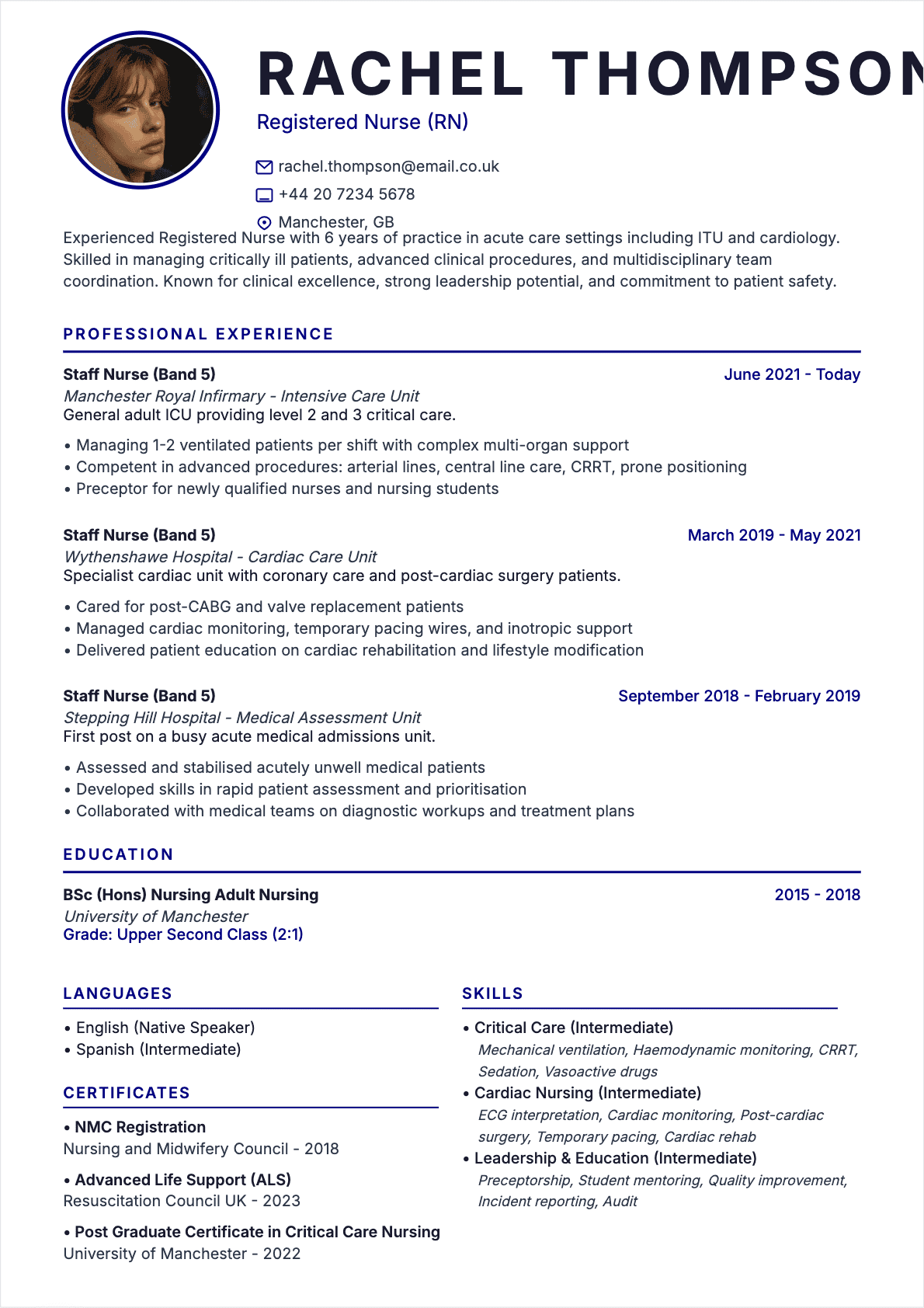 Resume Nurse Confirmé - Nurse Resume