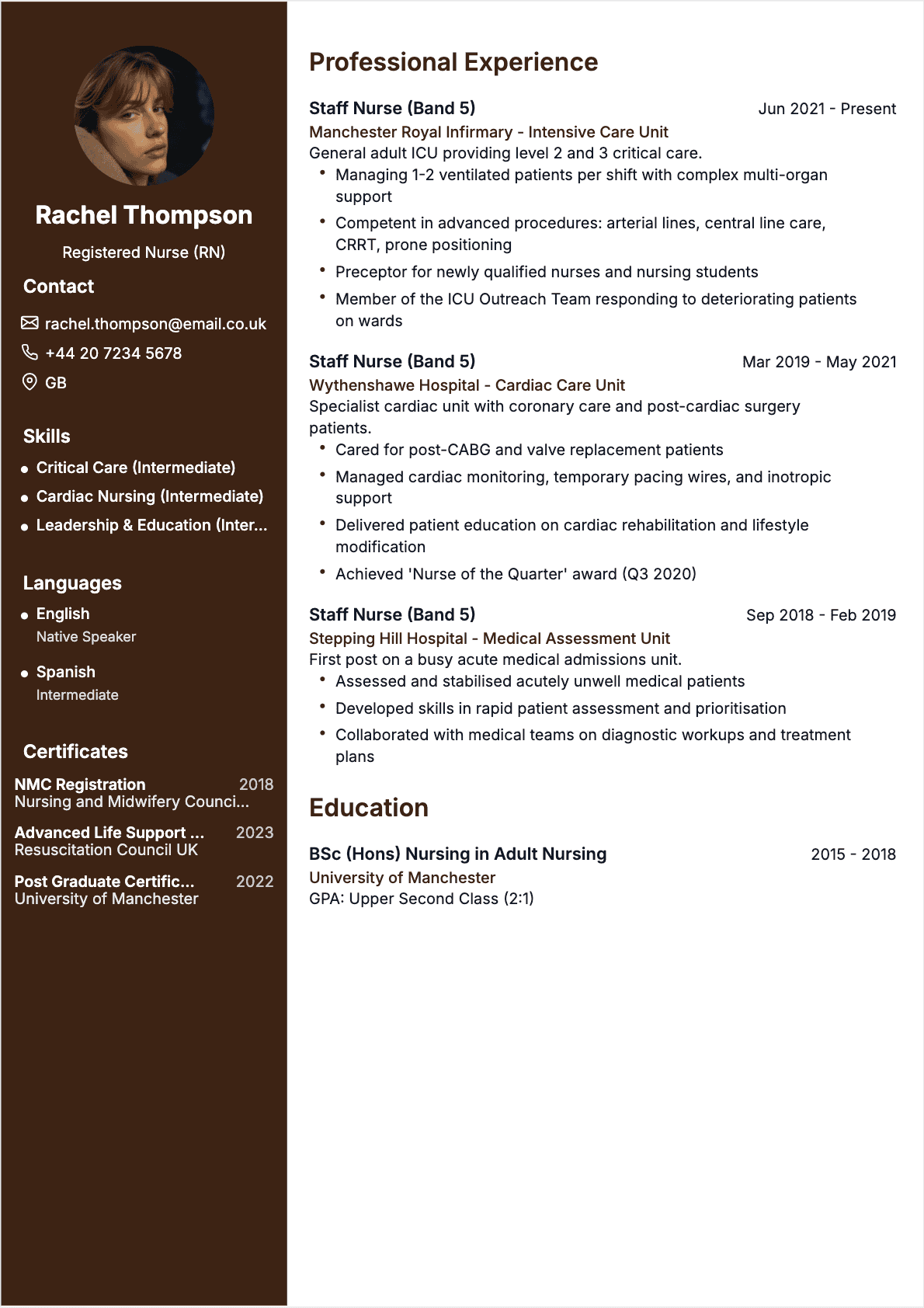 Resume Nurse Confirmé - Nurse Resume