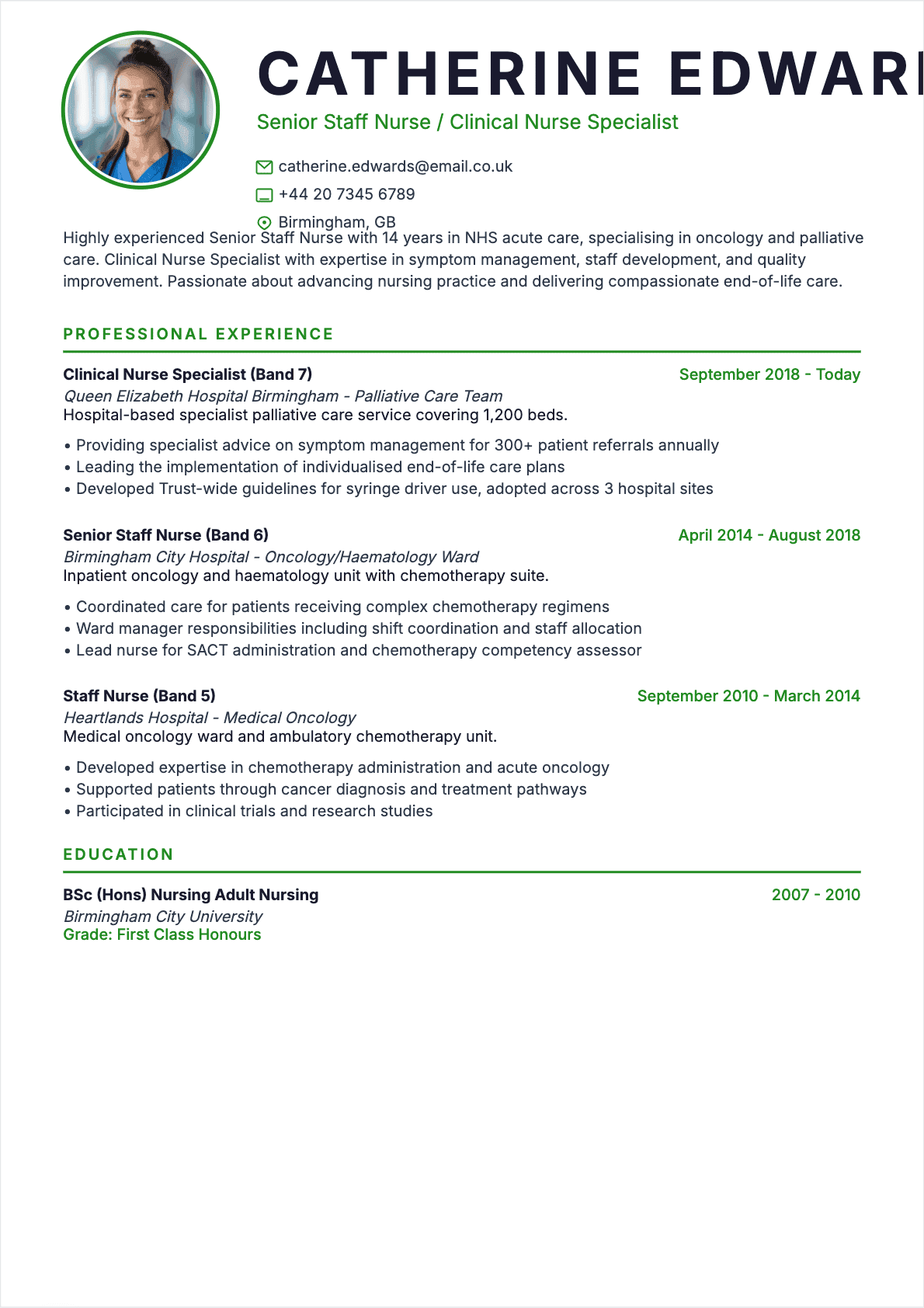 Nurse Senior - Nurse Resume