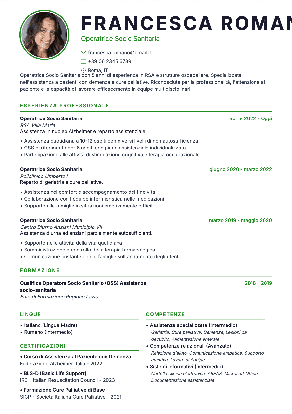 CV Operator Socio Sanitario Confirmé - CV Operator Socio Sanitario