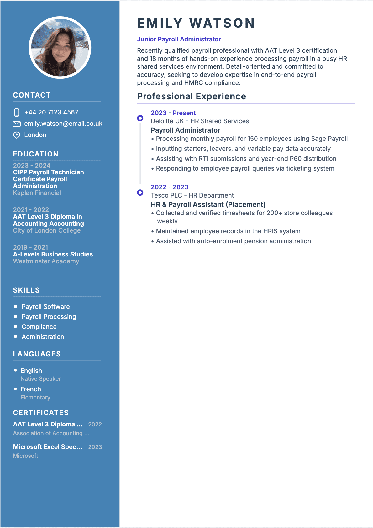 Resume Payroll Manager Junior - Payroll Manager Resume