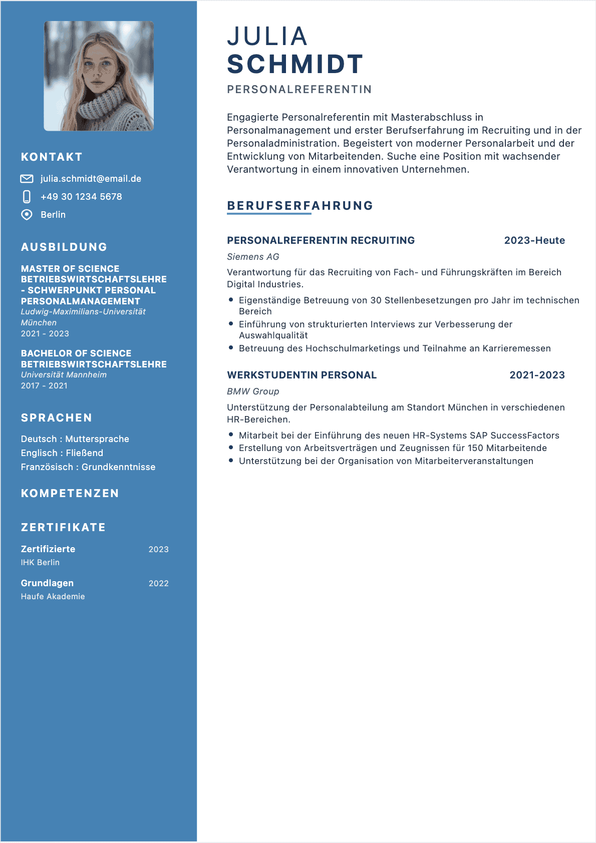 Personalleiter Junior - Personalleiter Lebenslauf