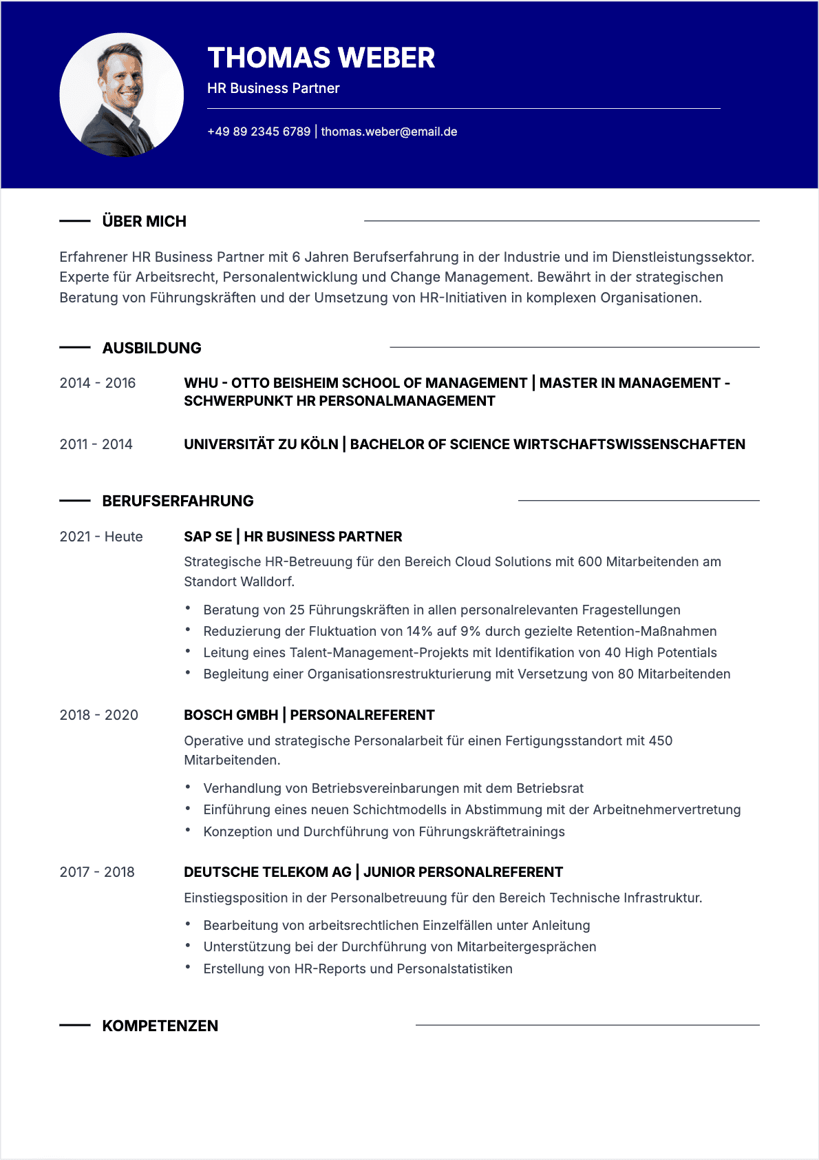 Personalleiter Confirmé - Personalleiter Lebenslauf