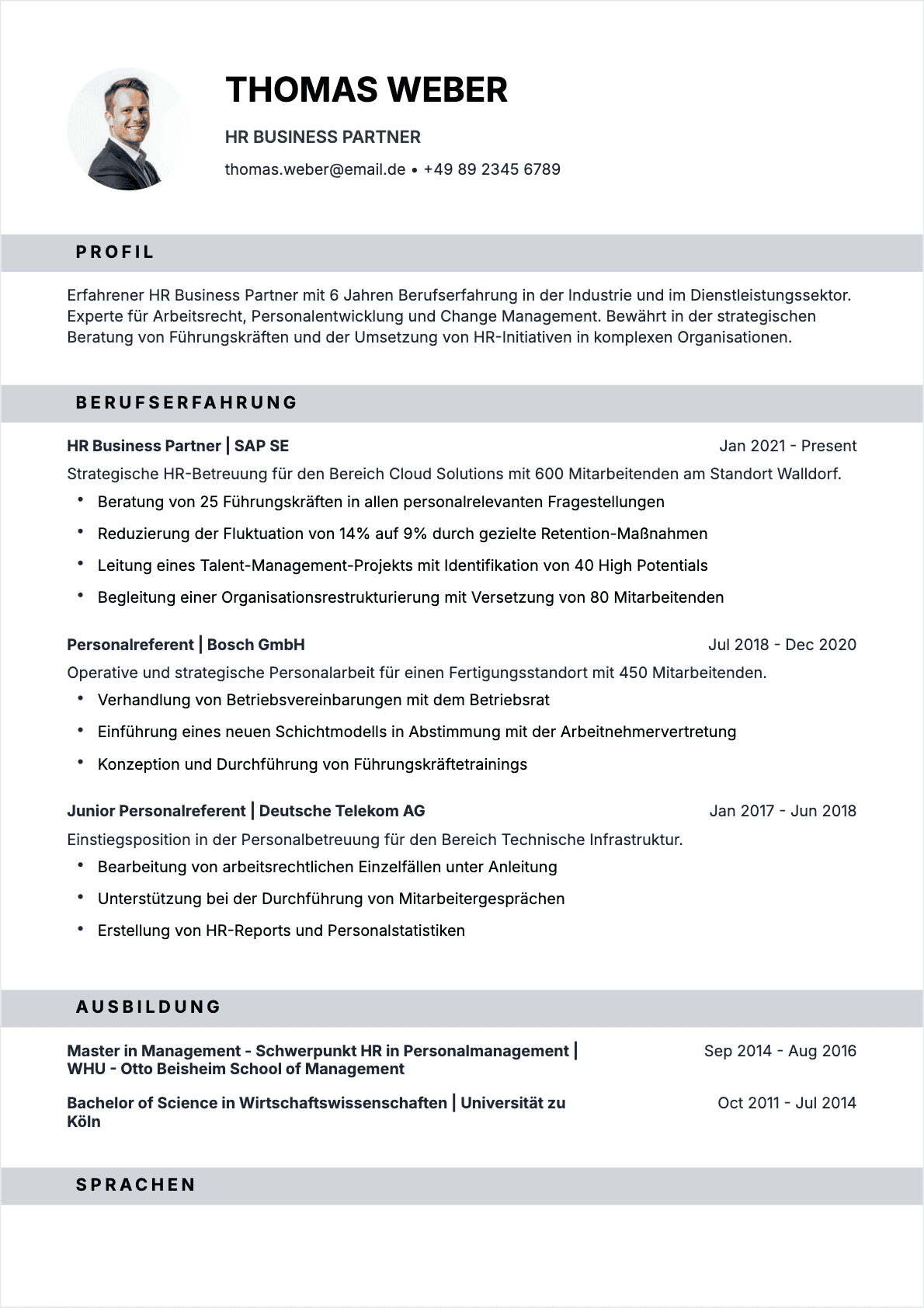 Personalleiter Confirmé - Personalleiter Lebenslauf