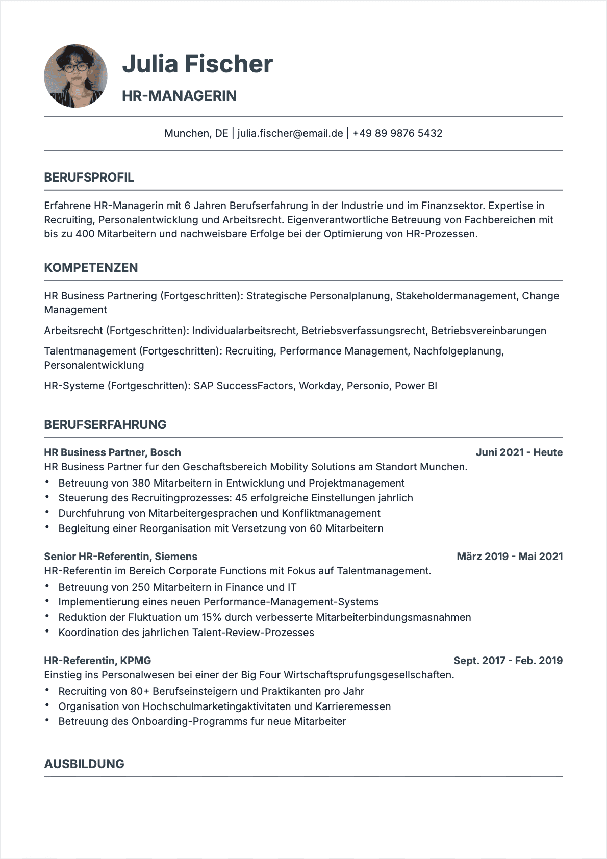 CV Hr Manager Confirmé - Hr Manager Lebenslauf